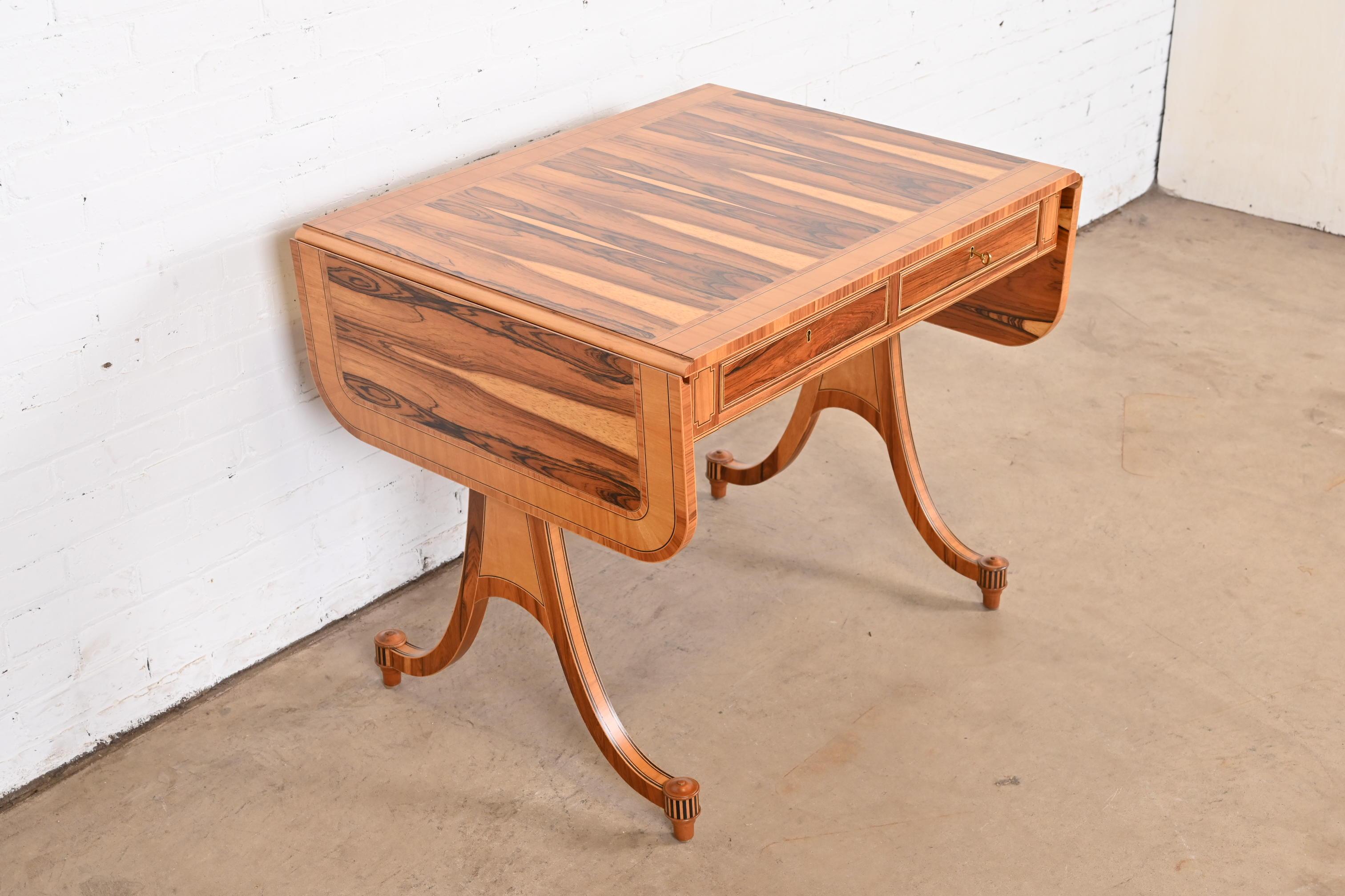 Ébène Baker Furniture Regency Rosewood Drop Leaf Writing Desk or Console, Refinished en vente