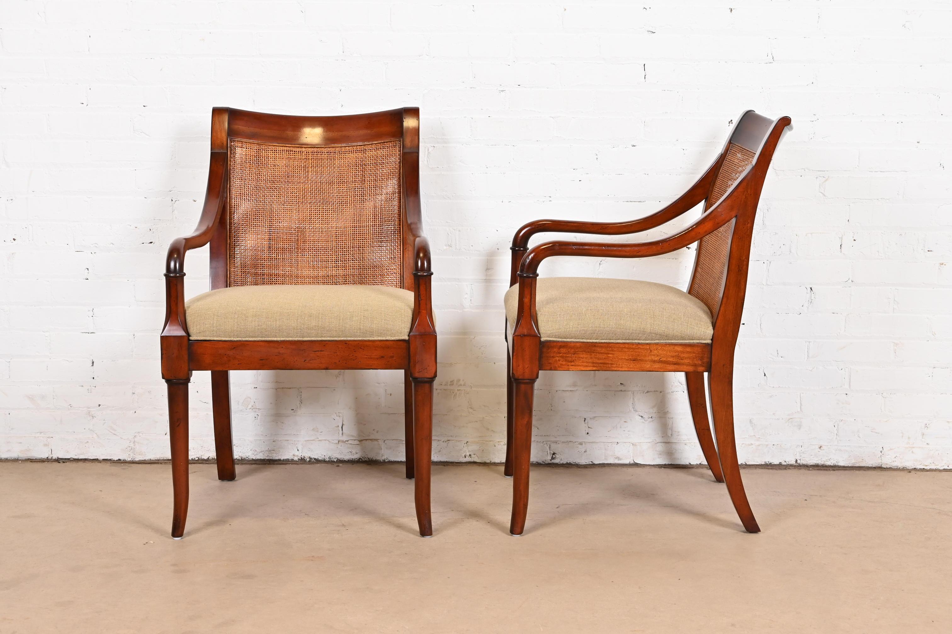 Baker Furniture Regency Sculpted Mahogany Cane Back Dining Chairs, Set of Eight 4
