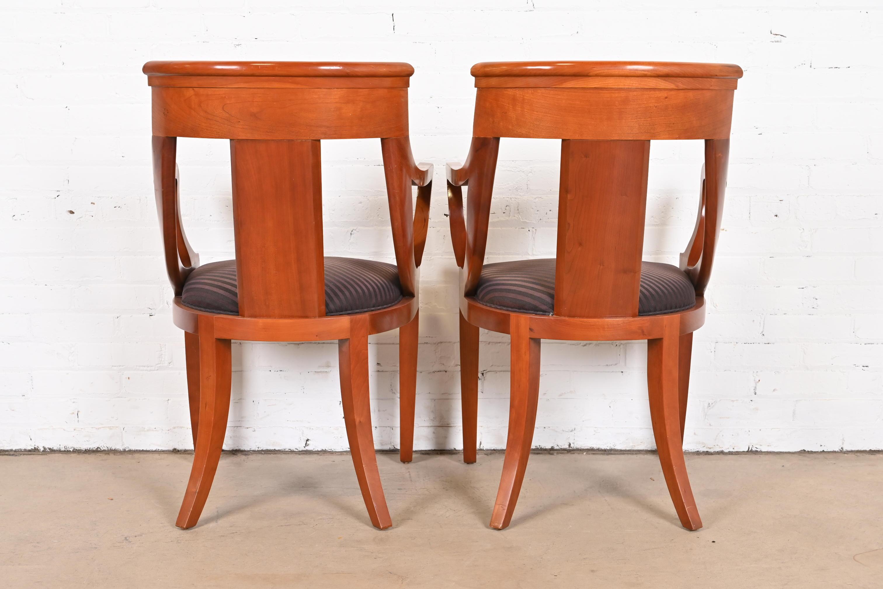 Baker Furniture Regency Solid Cherry Wood Armchairs, Pair 2