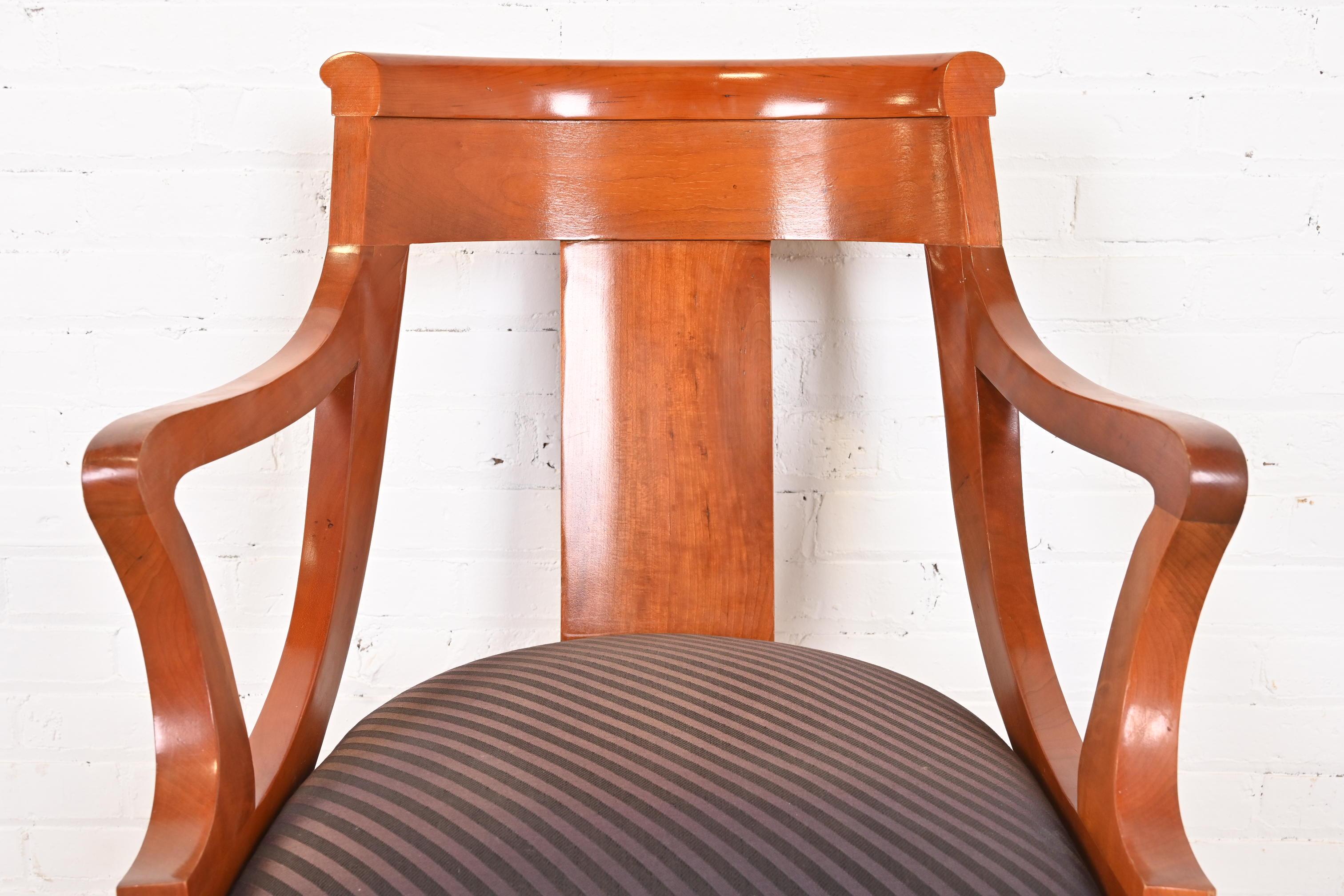 Baker Furniture Regency Solid Cherry Wood Armchairs, Pair 3