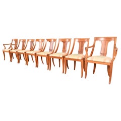 Baker Furniture Regency Solid Cherry Wood Dining Chairs, Set of Eight