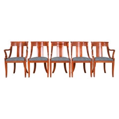 Baker Furniture Regency Solid Cherry Wood Dining Chairs, Set of Five