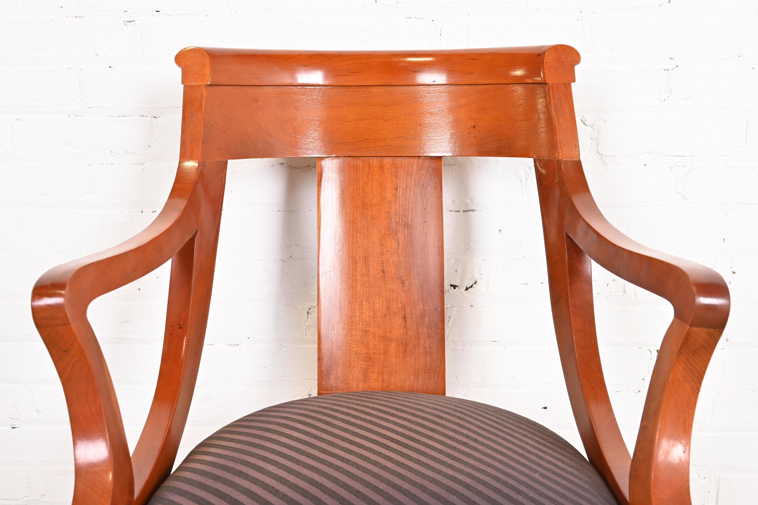 Baker Furniture Regency Solid Cherry Wood Dining Chairs, Set of Four 11