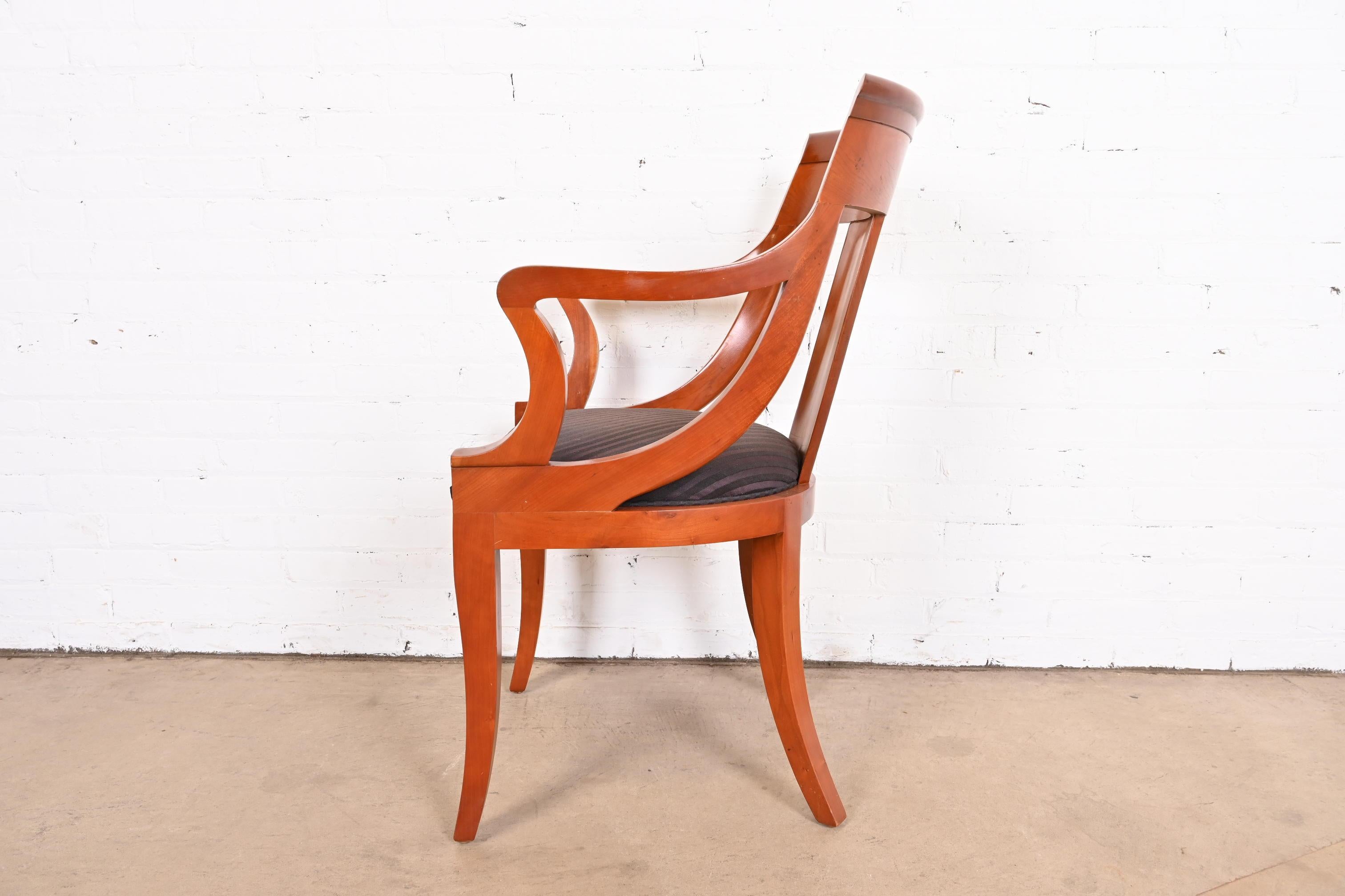 Baker Furniture Regency Solid Cherry Wood Dining Chairs, Set of Four 12