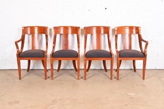 Baker Furniture Regency Solid Cherry Wood Dining Chairs, Set of Four