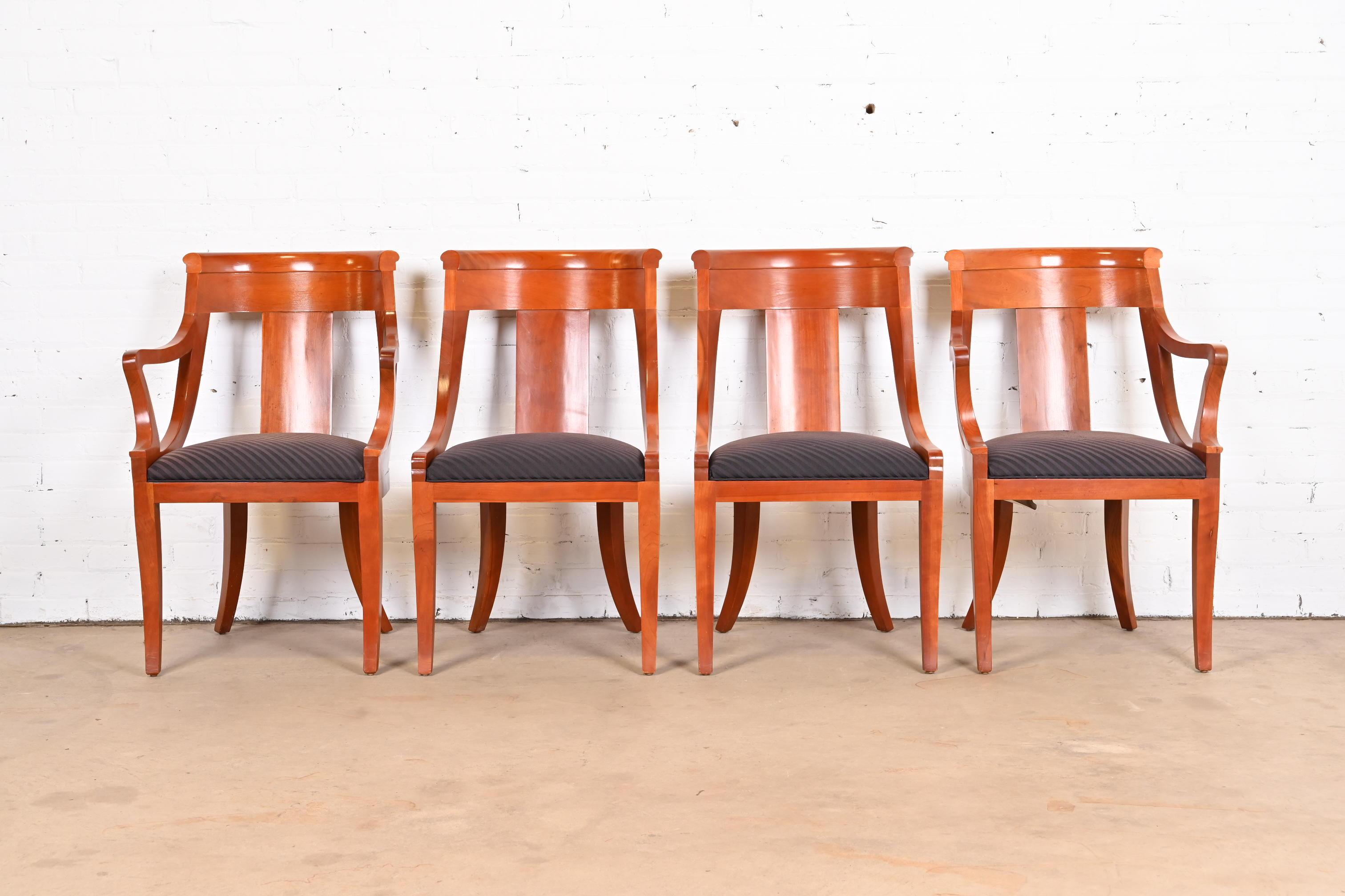American Baker Furniture Regency Solid Cherry Wood Dining Chairs, Set of Four