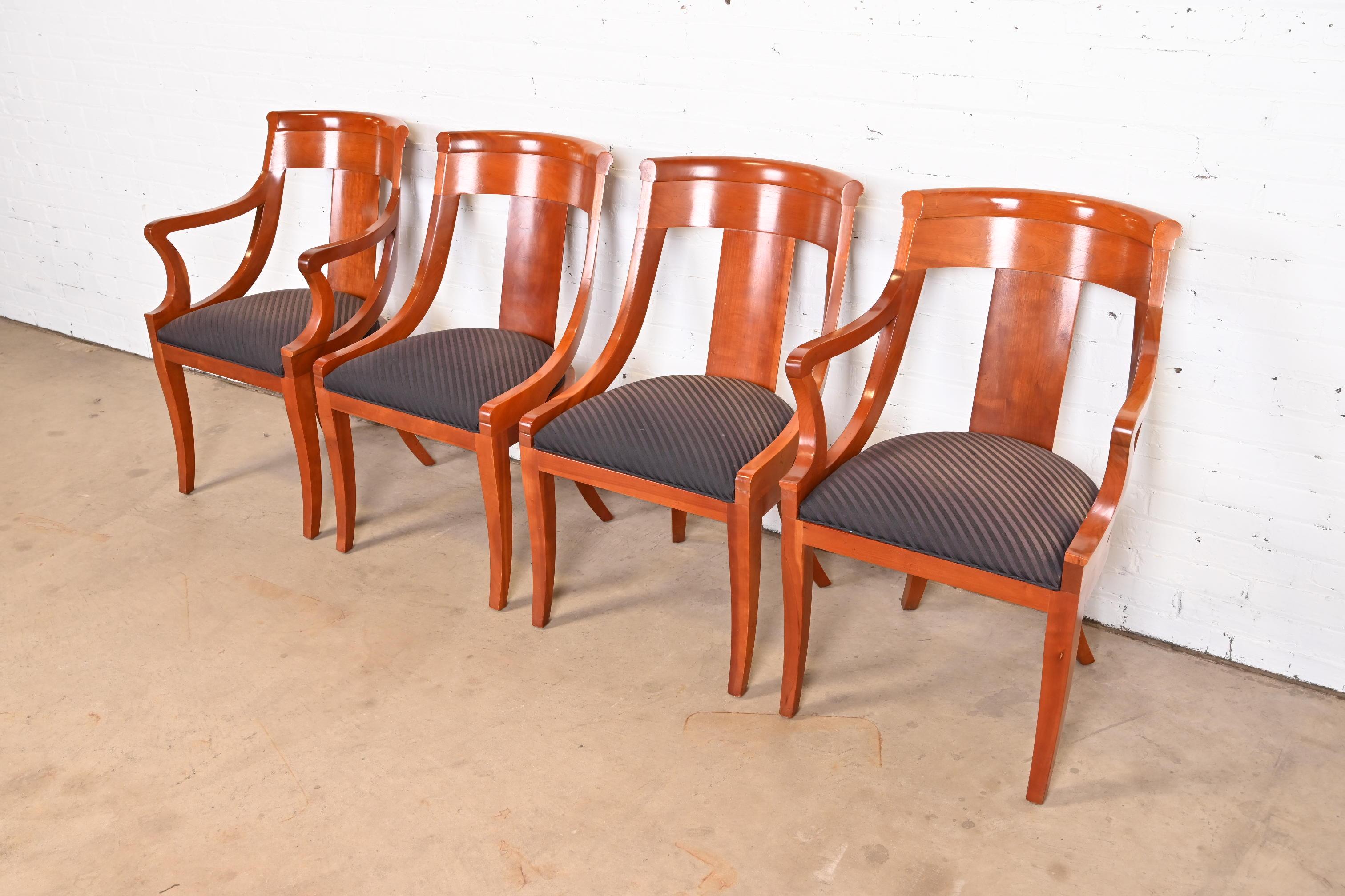 Baker Furniture Regency Solid Cherry Wood Dining Chairs, Set of Four In Good Condition In South Bend, IN