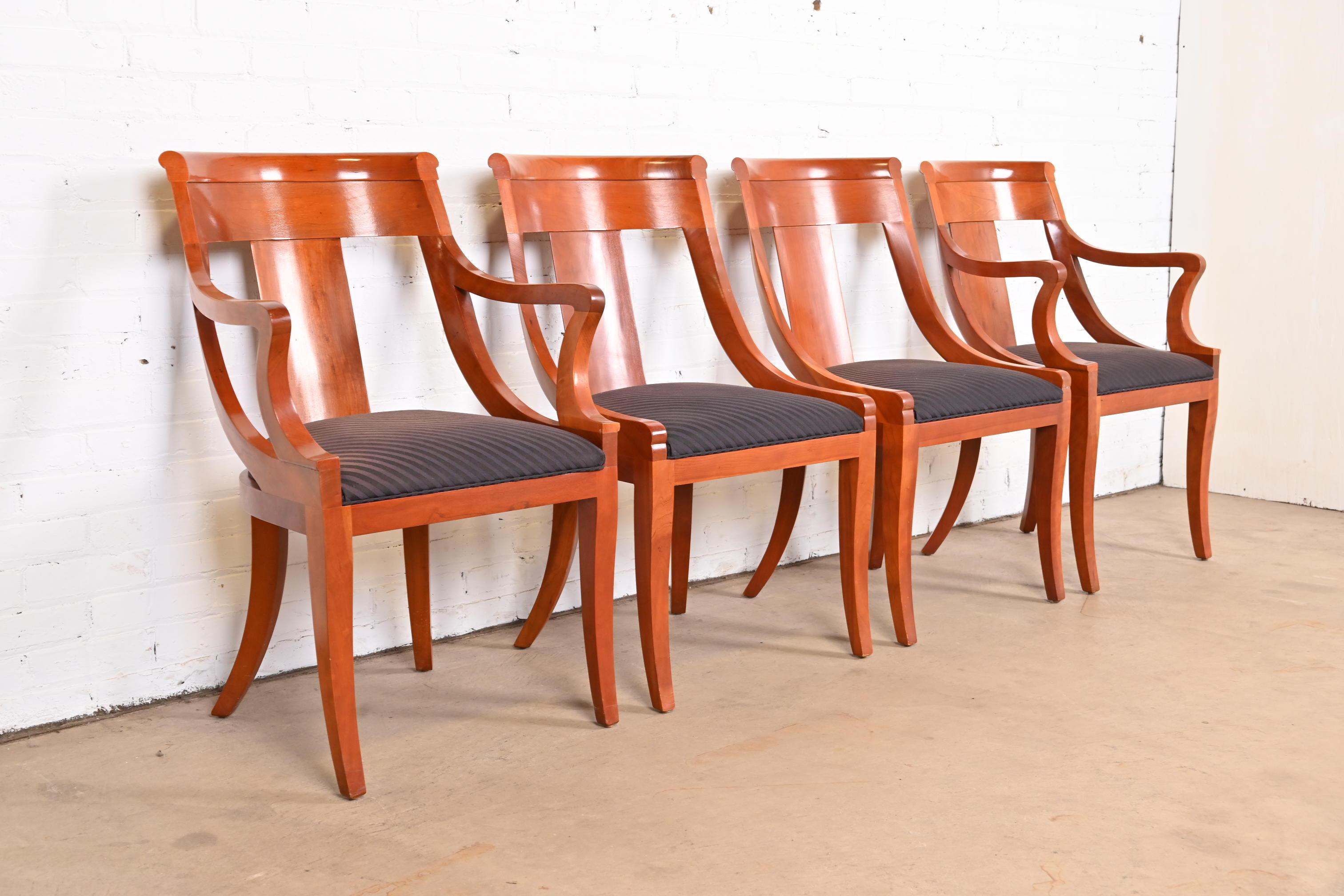 Baker Furniture Regency Solid Cherry Wood Dining Chairs, Set of Four at