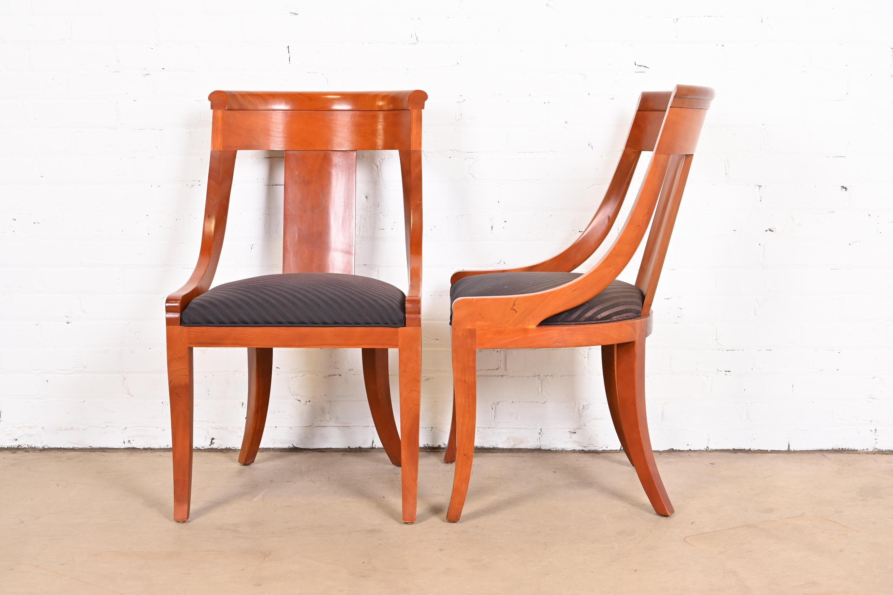 Baker Furniture Regency Solid Cherry Wood Dining Chairs, Set of Four 3