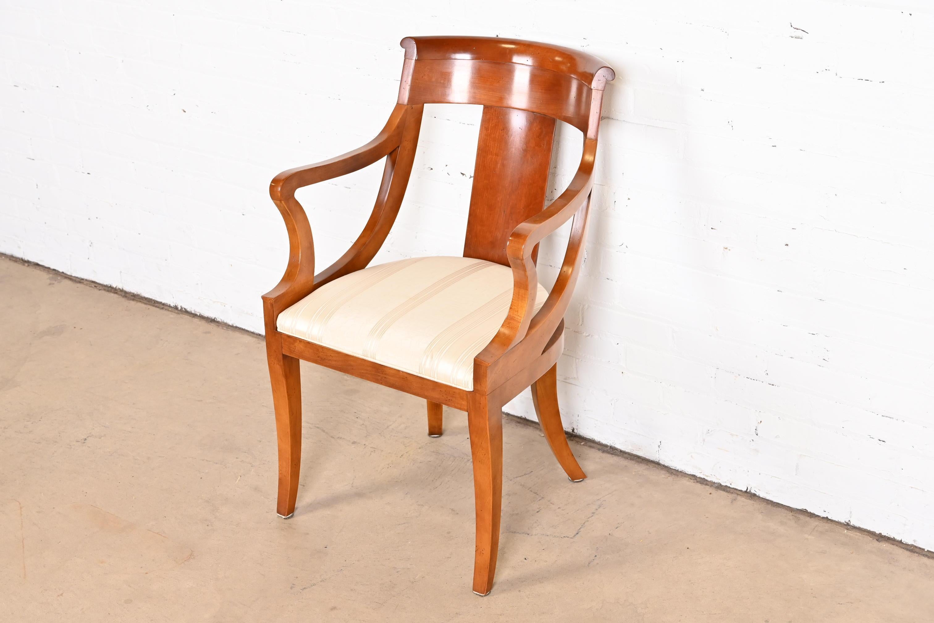 Baker Furniture Regency Solid Cherry Wood Klismos Dining Armchair In Good Condition In South Bend, IN
