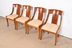 Baker Furniture Regency Solid Cherry Wood Klismos Dining Chairs, Set of Four