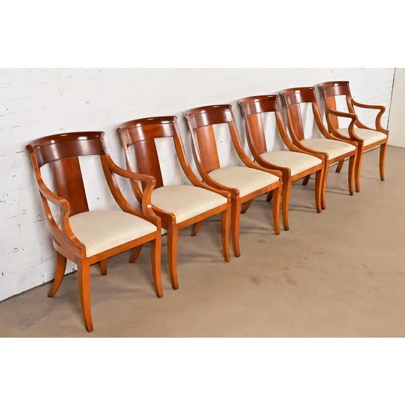 Baker Furniture Regency Solid Cherry Wood Side Chairs or Dining Chairs, Pair im Angebot 6
