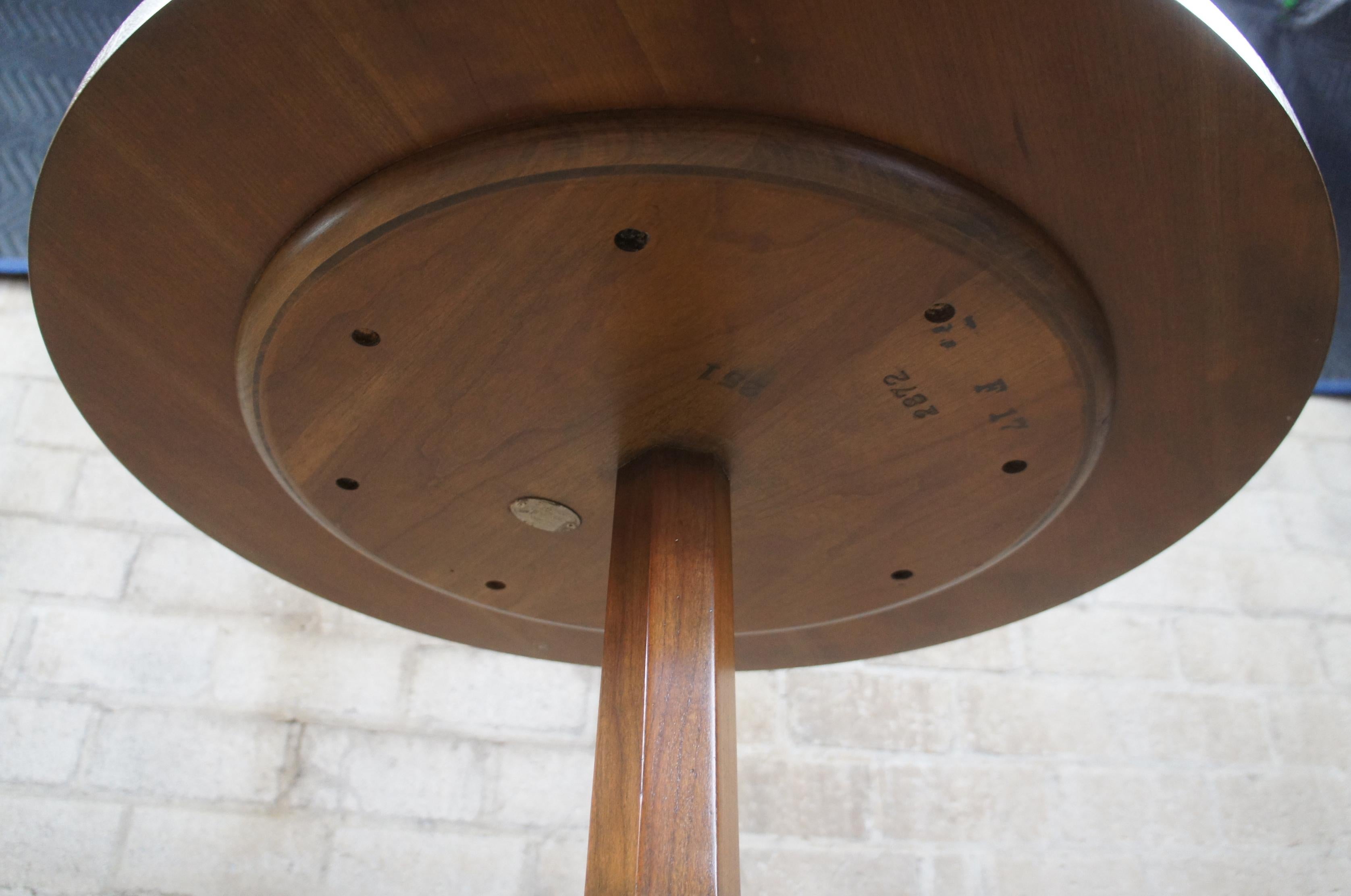 Baker Furniture Regency Style Book-Matched Walnut Side Table Tripod Pedestal 4