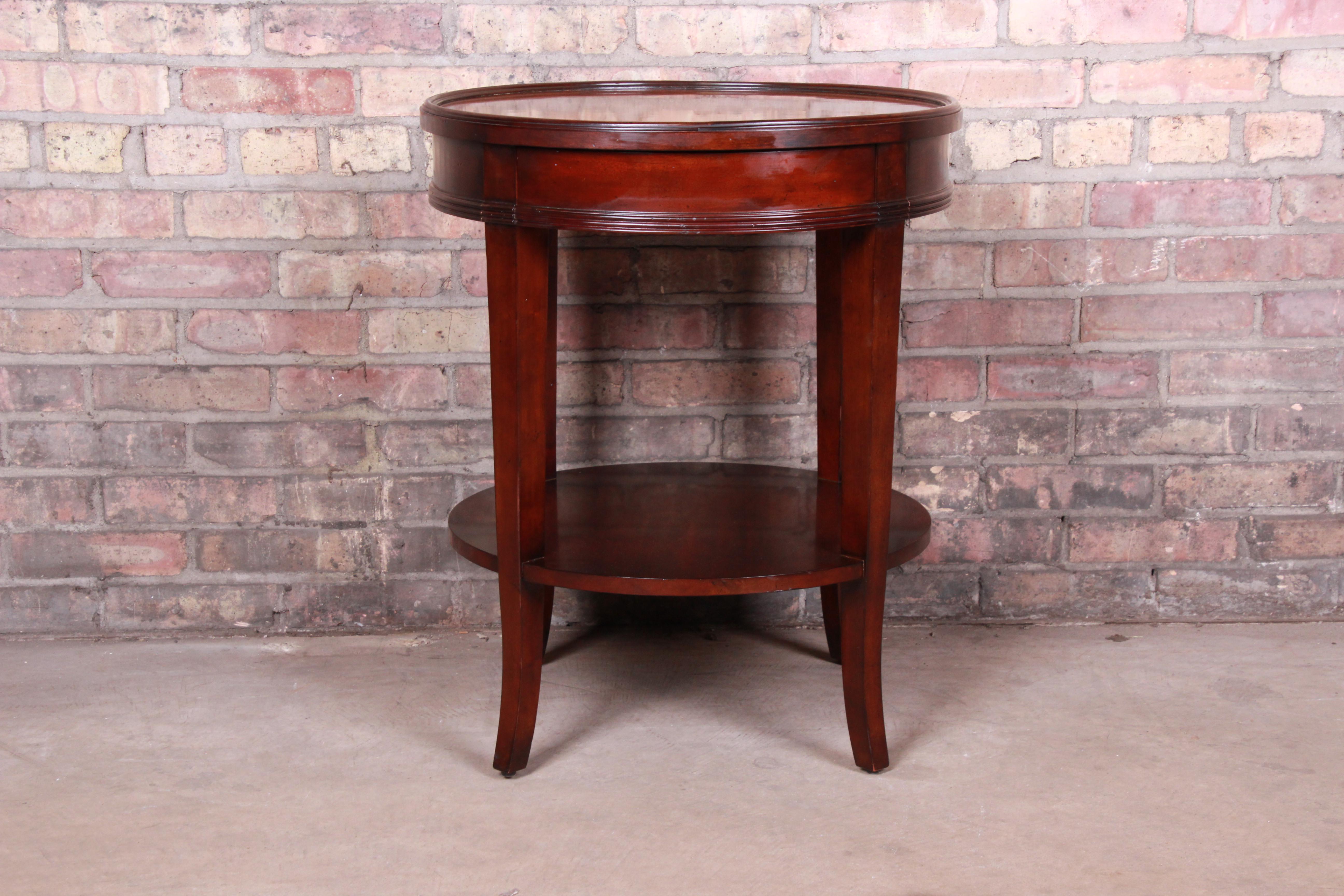 Baker Furniture Regency Style Mahogany and Burl Wood Two-Tier Side Table 4