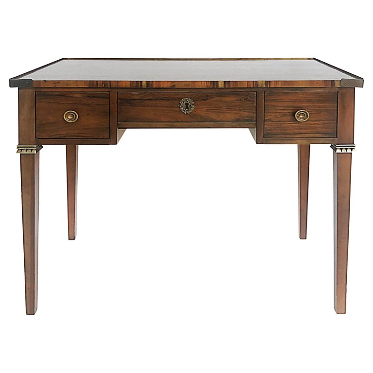 Baker Furniture Rosewood Bronze Mounts Writing Desk with 3 Drawers For