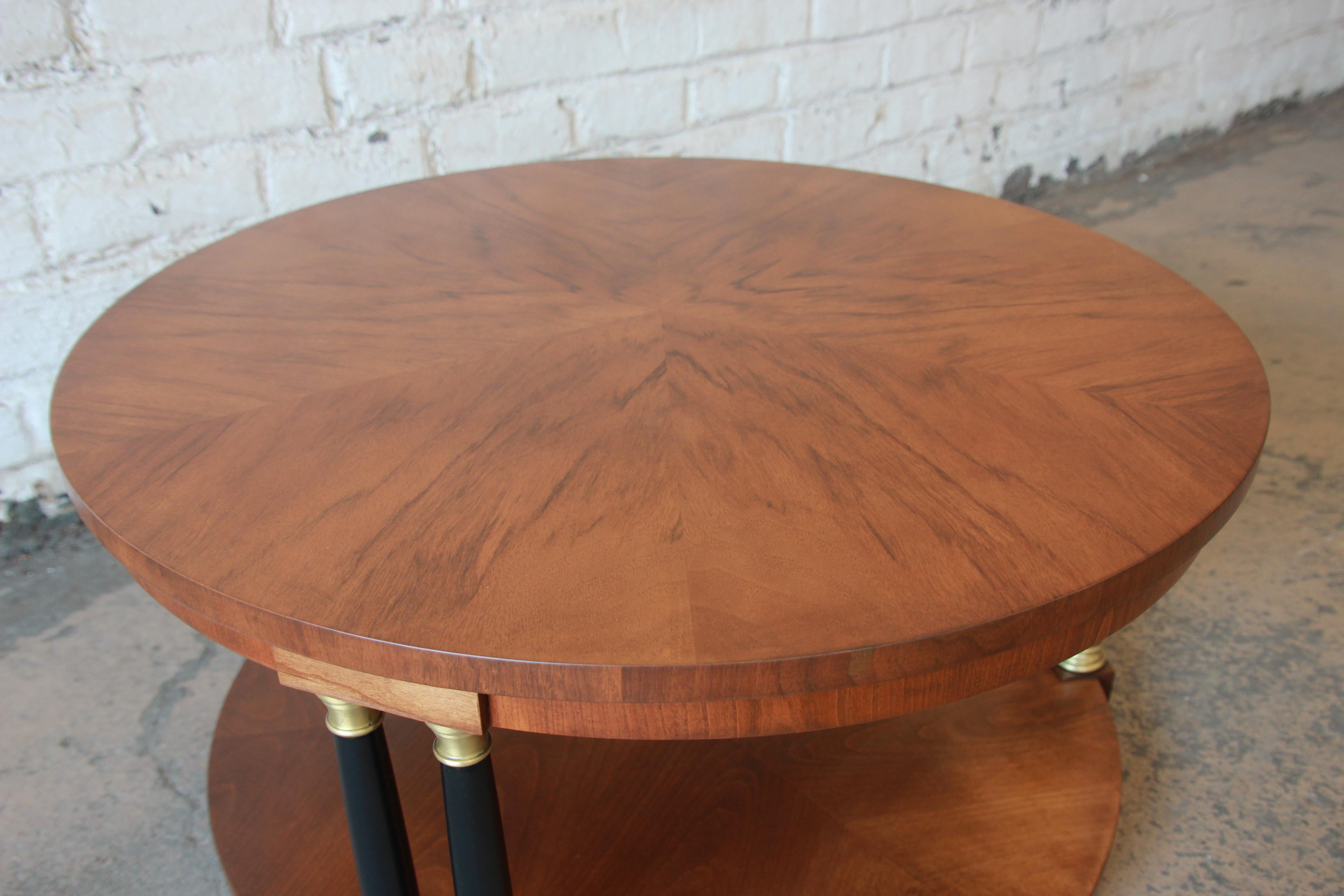North American Baker Furniture Walnut Neoclassical Coffee Table, Newly Refinished