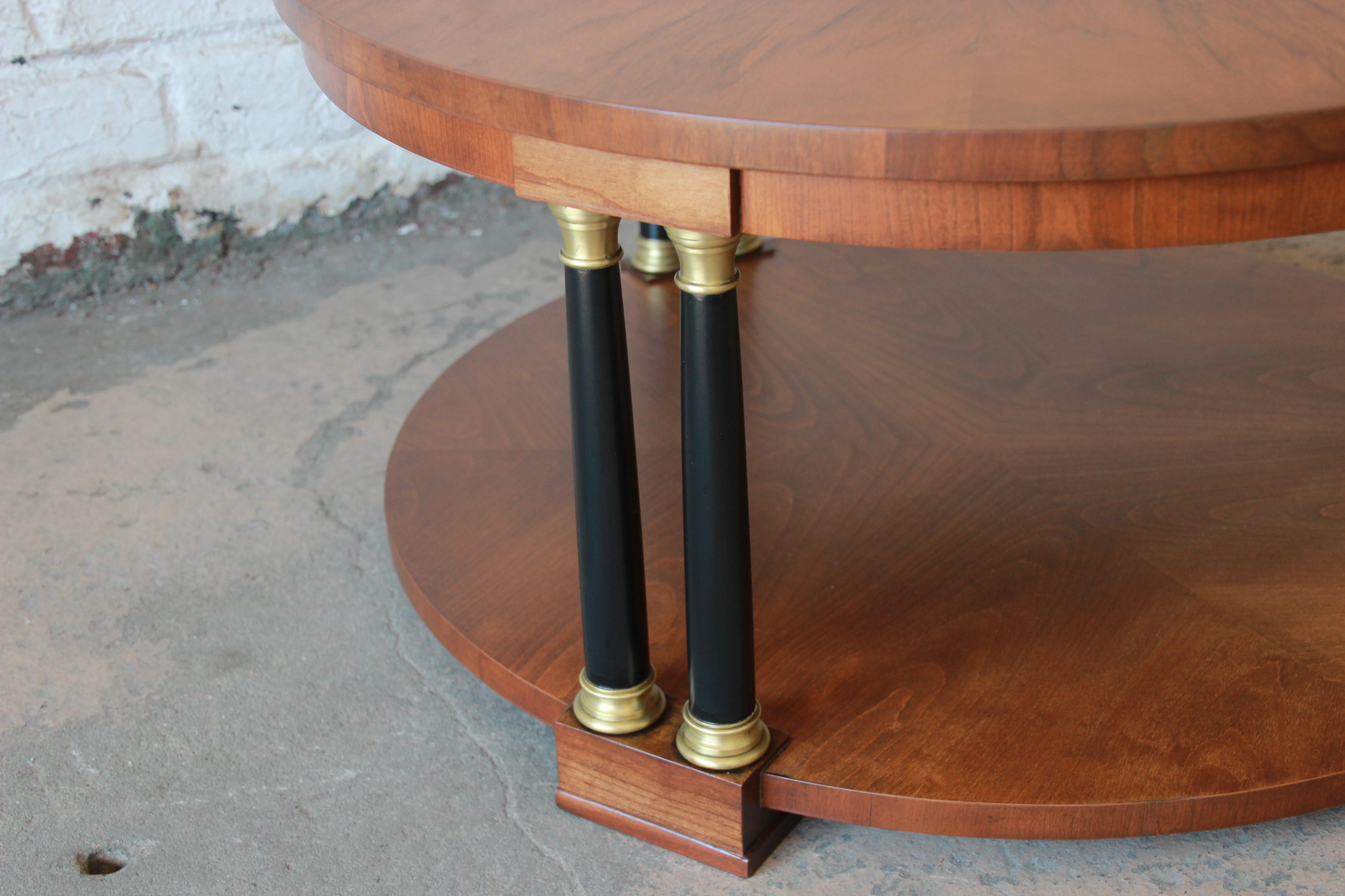 Late 20th Century Baker Furniture Walnut Neoclassical Coffee Table, Newly Refinished