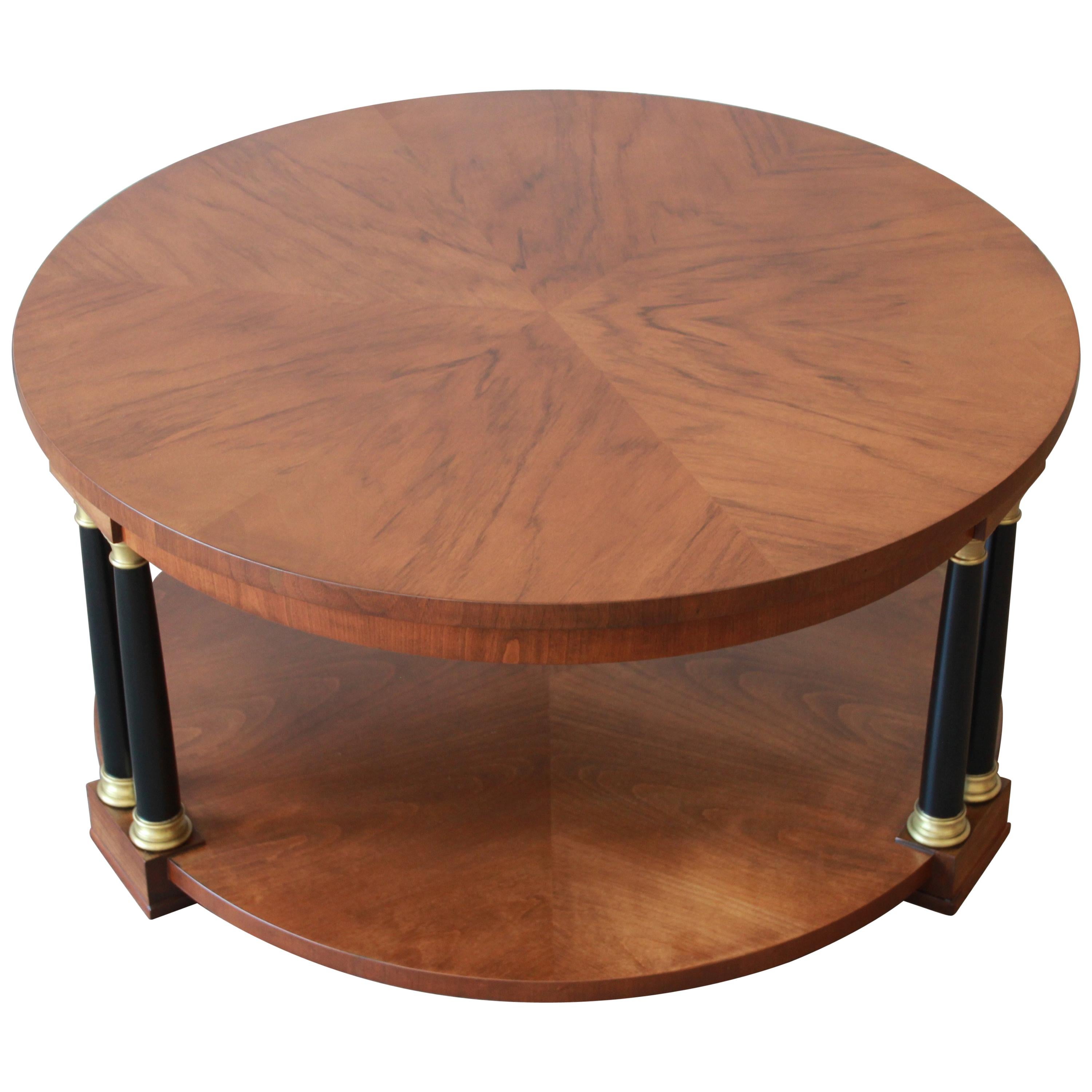 Baker Furniture Walnut Neoclassical Coffee Table, Newly Refinished