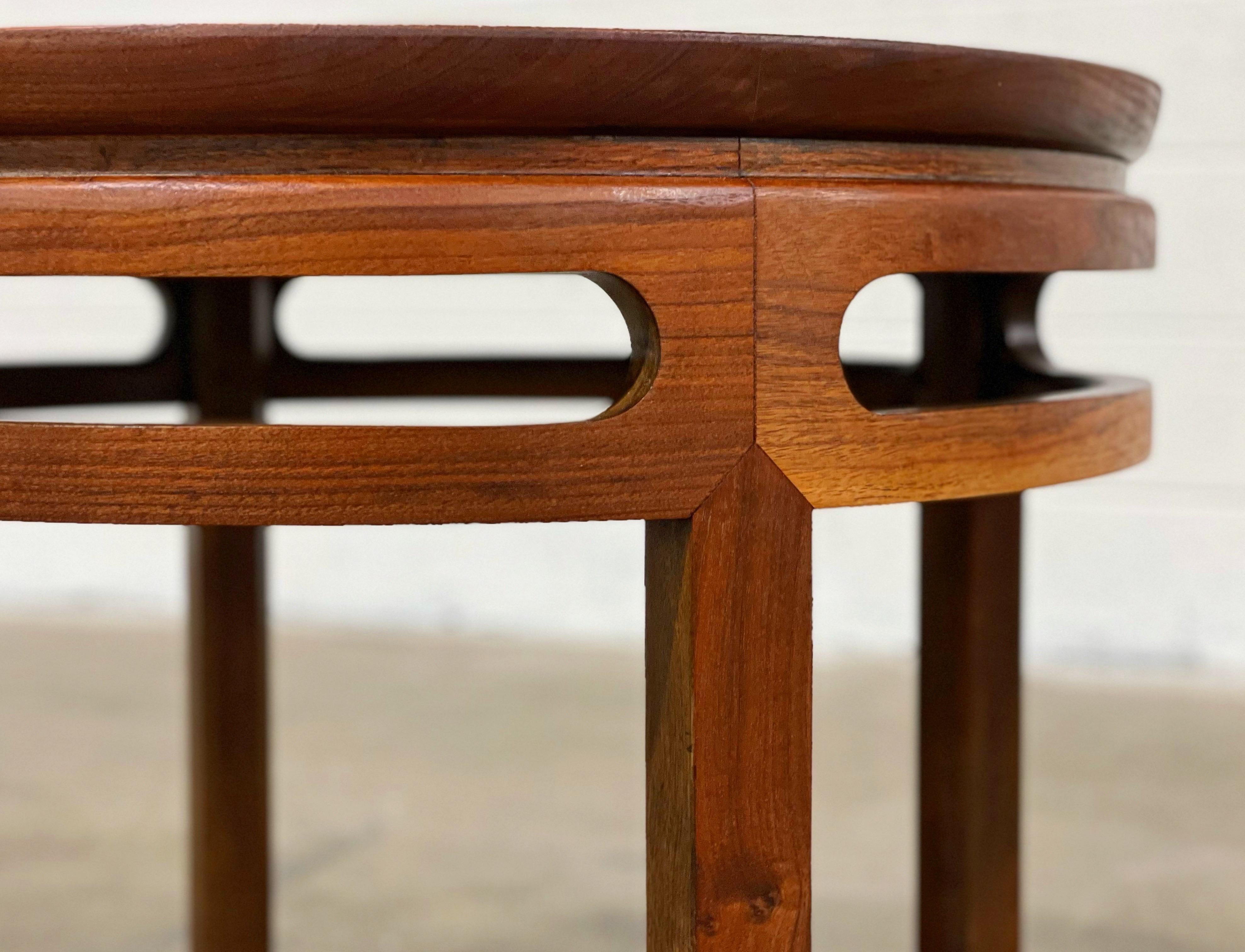 Baker Furniture Round Walnut Side Table, Michael Taylor Far East