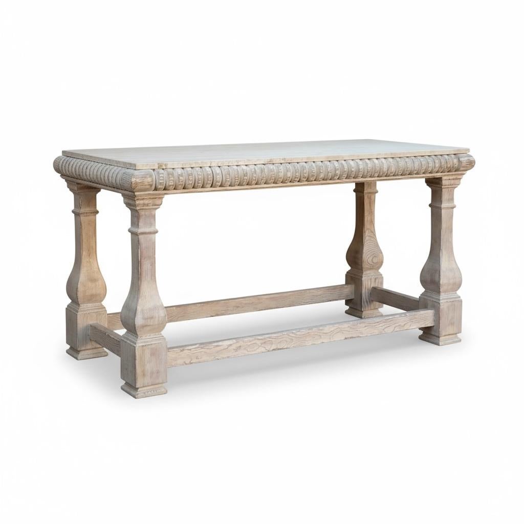 Baker Furniture Rustic French Style Cerused Marble Top Console Tables - Pair For Sale 6