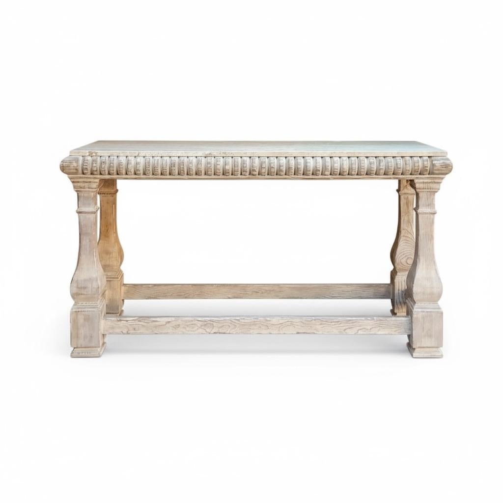 Baker Furniture Rustic French Style Cerused Marble Top Console Tables - Pair For Sale 7