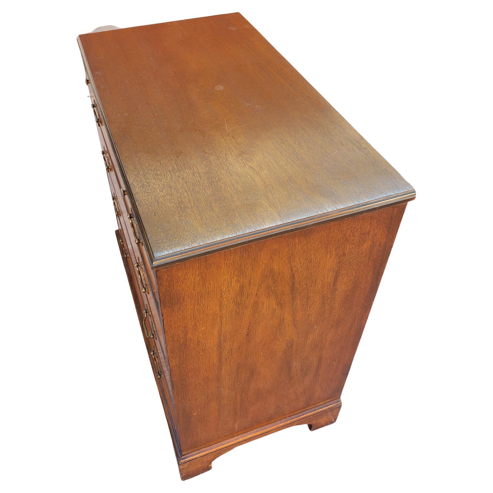 20th Century Baker Furniture Satinwood and Walnut Chest with Pull Out Tray, Circa 1940s For Sale
