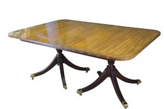 Baker Furniture Satinwood & Mahogany Duncan Phyfe Glass Top Dining Table 122"