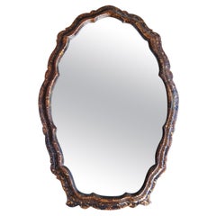 Baker Furniture Scalloped Faux Tortoise Shell Heavy Wall Vanity Mirror 39"