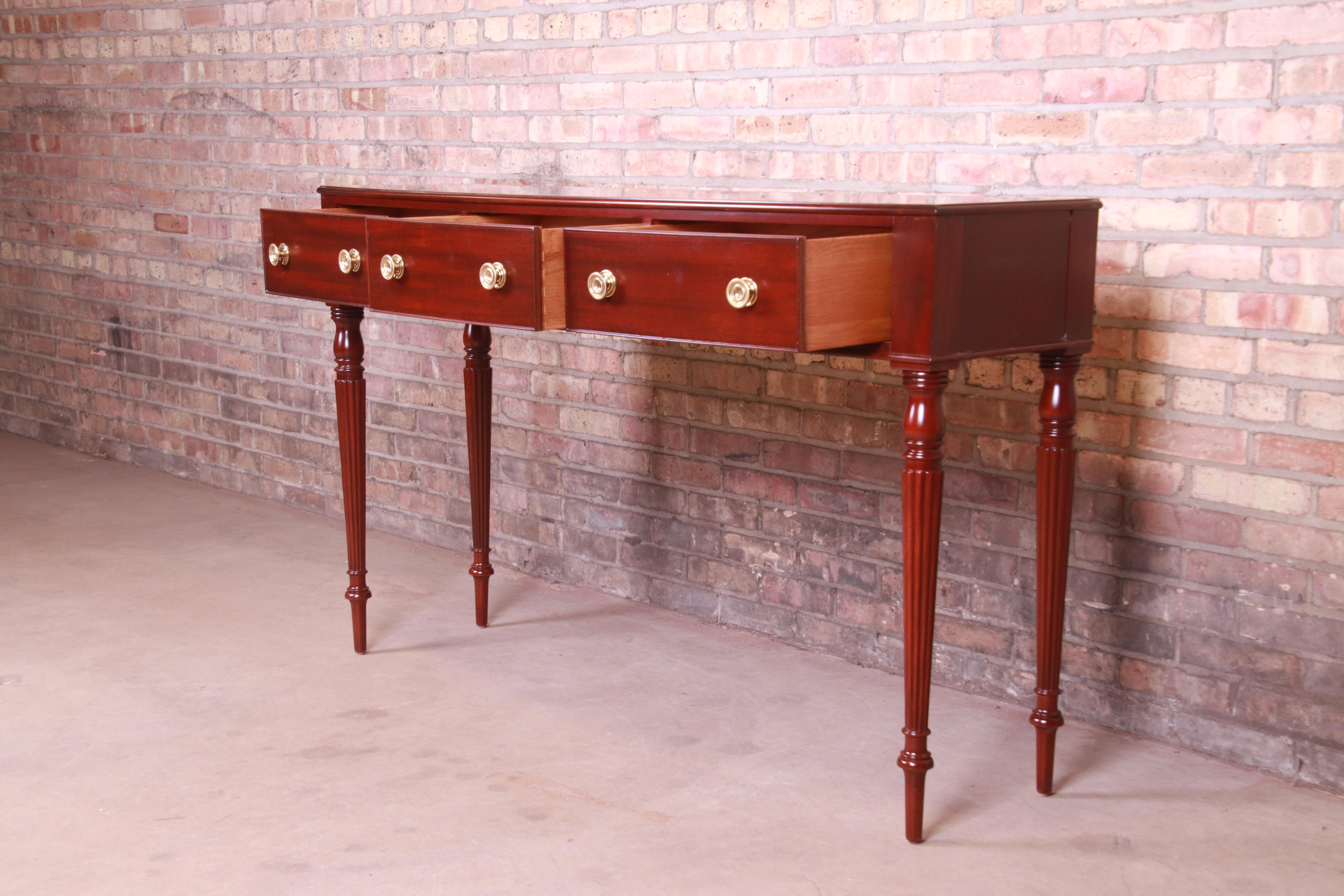 Baker Furniture Sheraton Mahogany Sideboard or Console Table, Newly Refinished 4