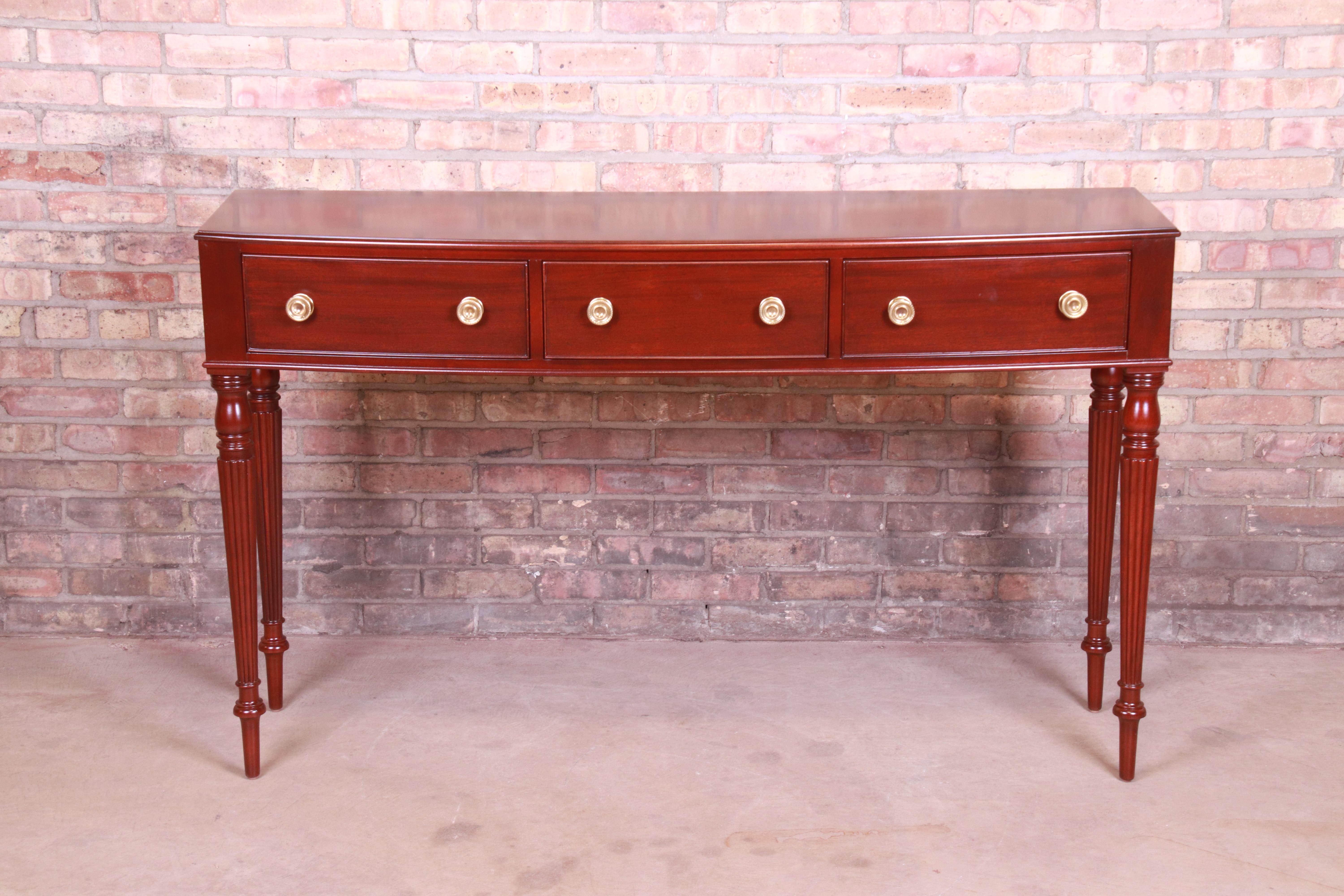 American Baker Furniture Sheraton Mahogany Sideboard or Console Table, Newly Refinished