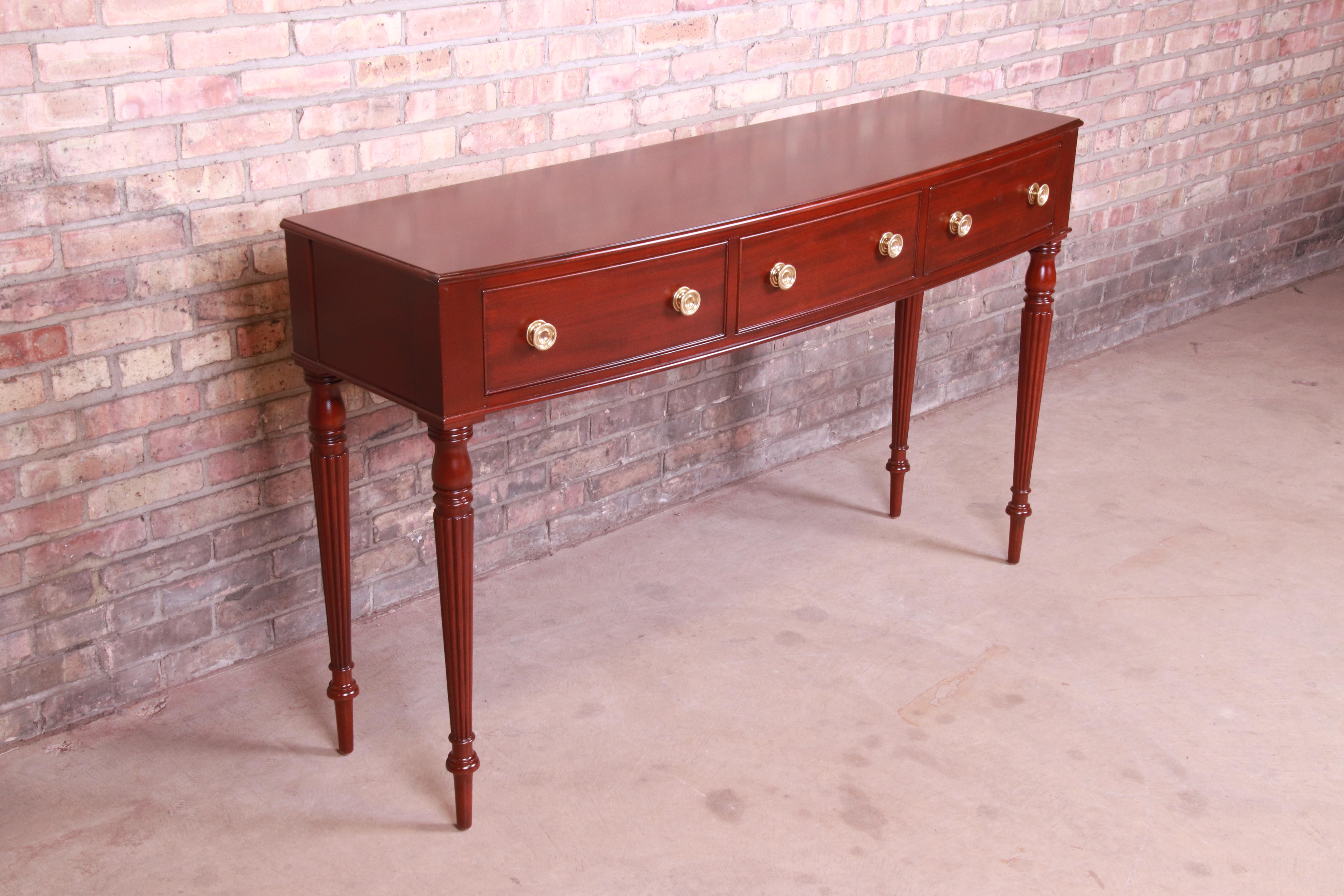 20th Century Baker Furniture Sheraton Mahogany Sideboard or Console Table, Newly Refinished