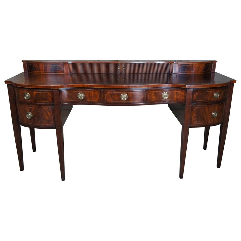 Baker Furniture Sheraton Style Mahogany Serpentine Sideboard Buffet