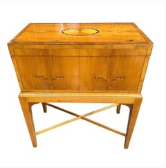 Baker Furniture Side Table Or Humidor. Satinwood With Inlay.
