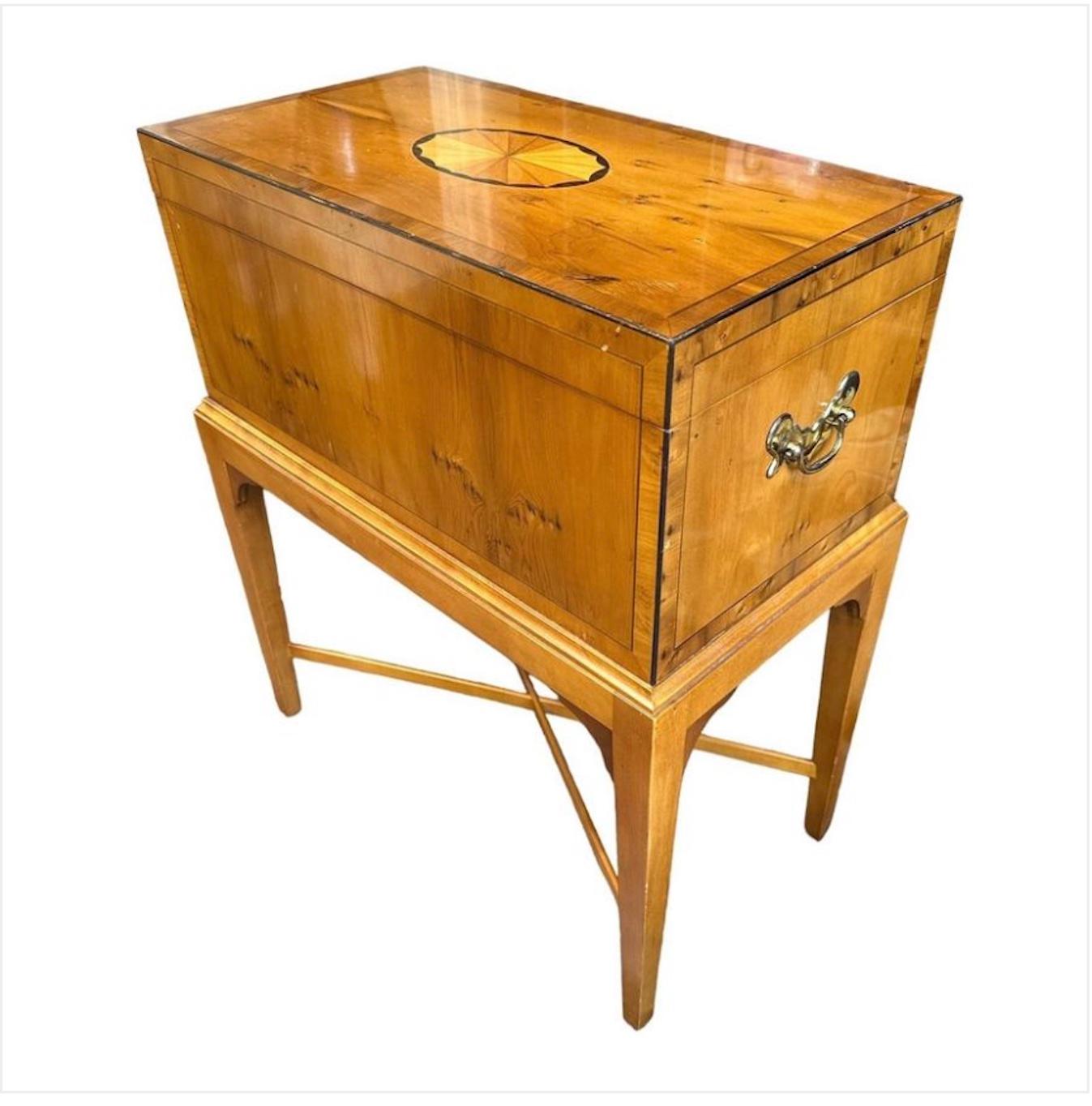 Baker Furniture Side Table Or Humidor. Satinwood With Inlay. 3