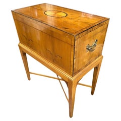 Baker Furniture Side Table Or Humidor. Satinwood With Inlay.