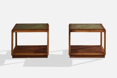 Baker Furniture, Side Tables, Wood, Brass, USA, 1980s