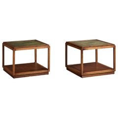 Baker Furniture, Side Tables, Wood, Brass, USA, 1980s