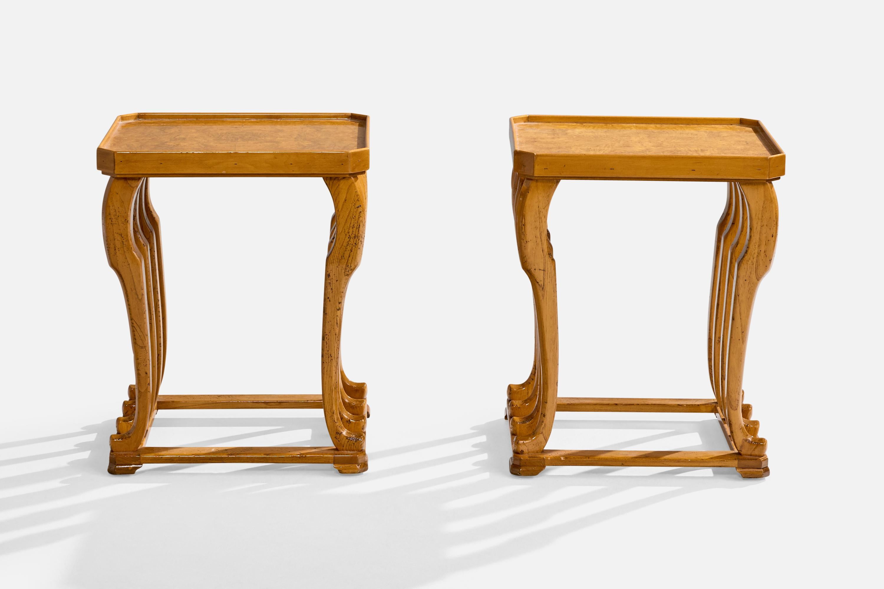 Baker Furniture, Mesas auxiliares, Madera, EE.UU., Década de 1980 Estadounidense