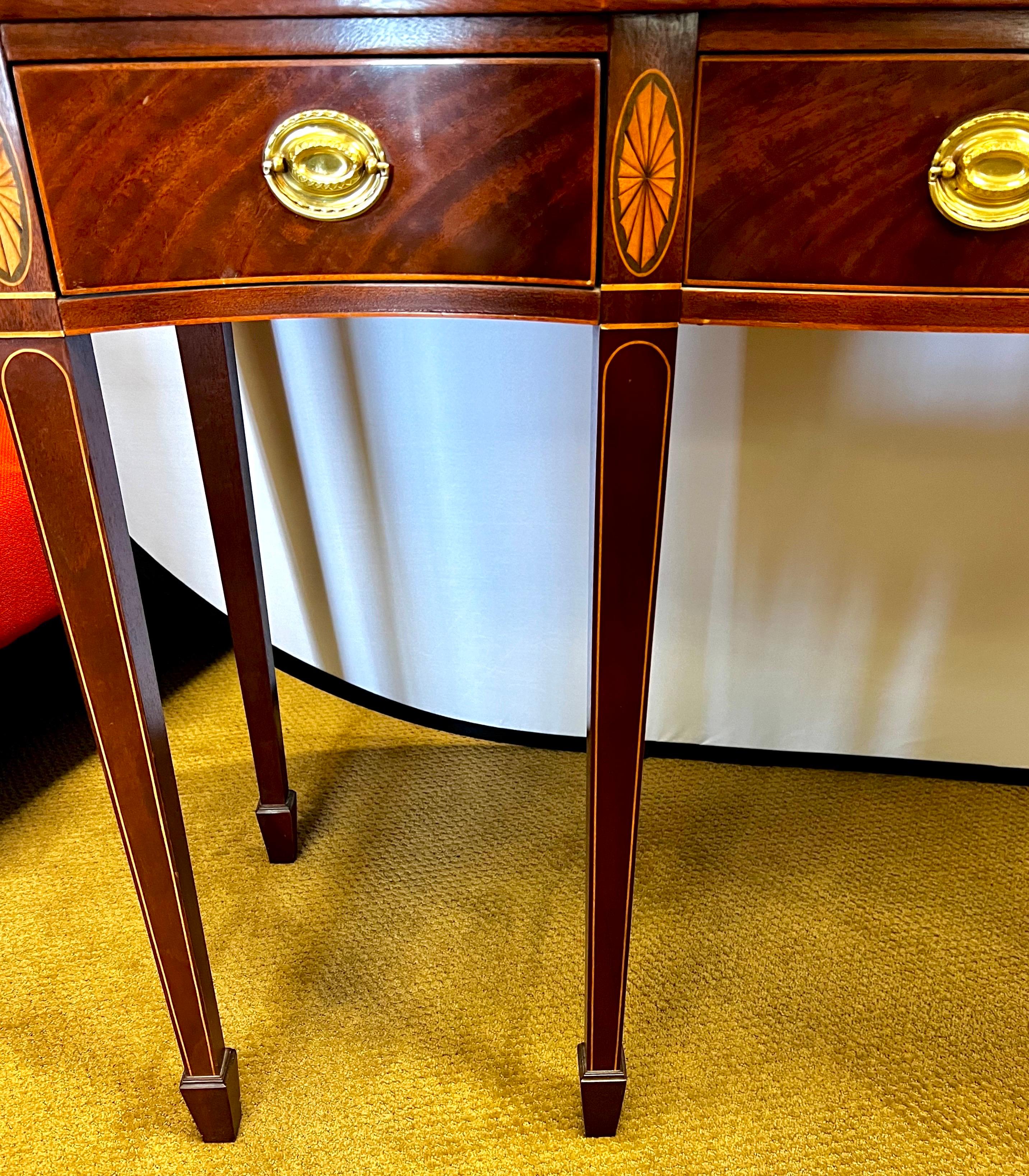 American Baker Furniture Signed Inlaid Mahogany Console Table Buffet Historic Charleston