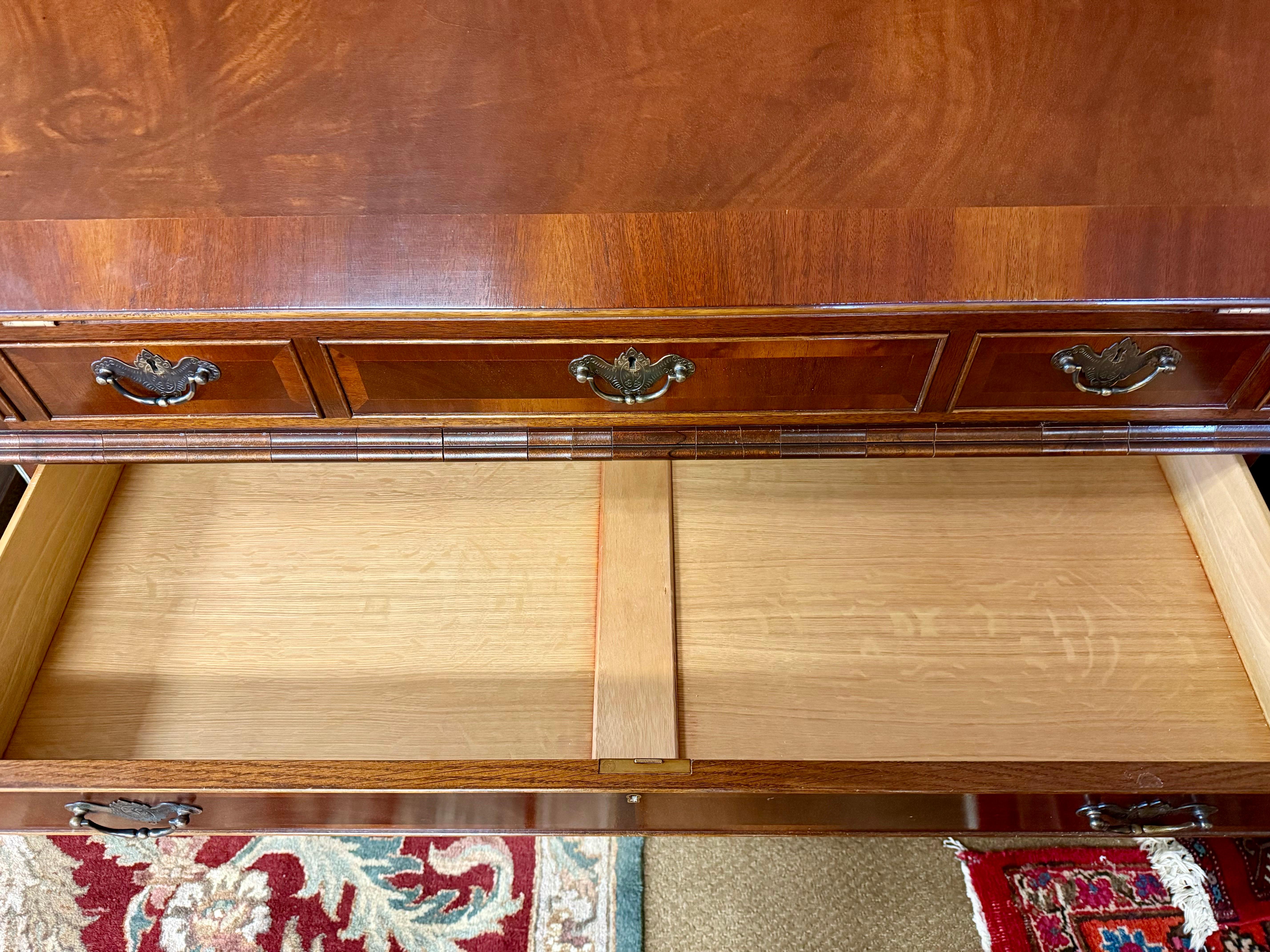 American Baker Furniture Signed Inlaid Mahogany Console Table Buffet Historic Charleston