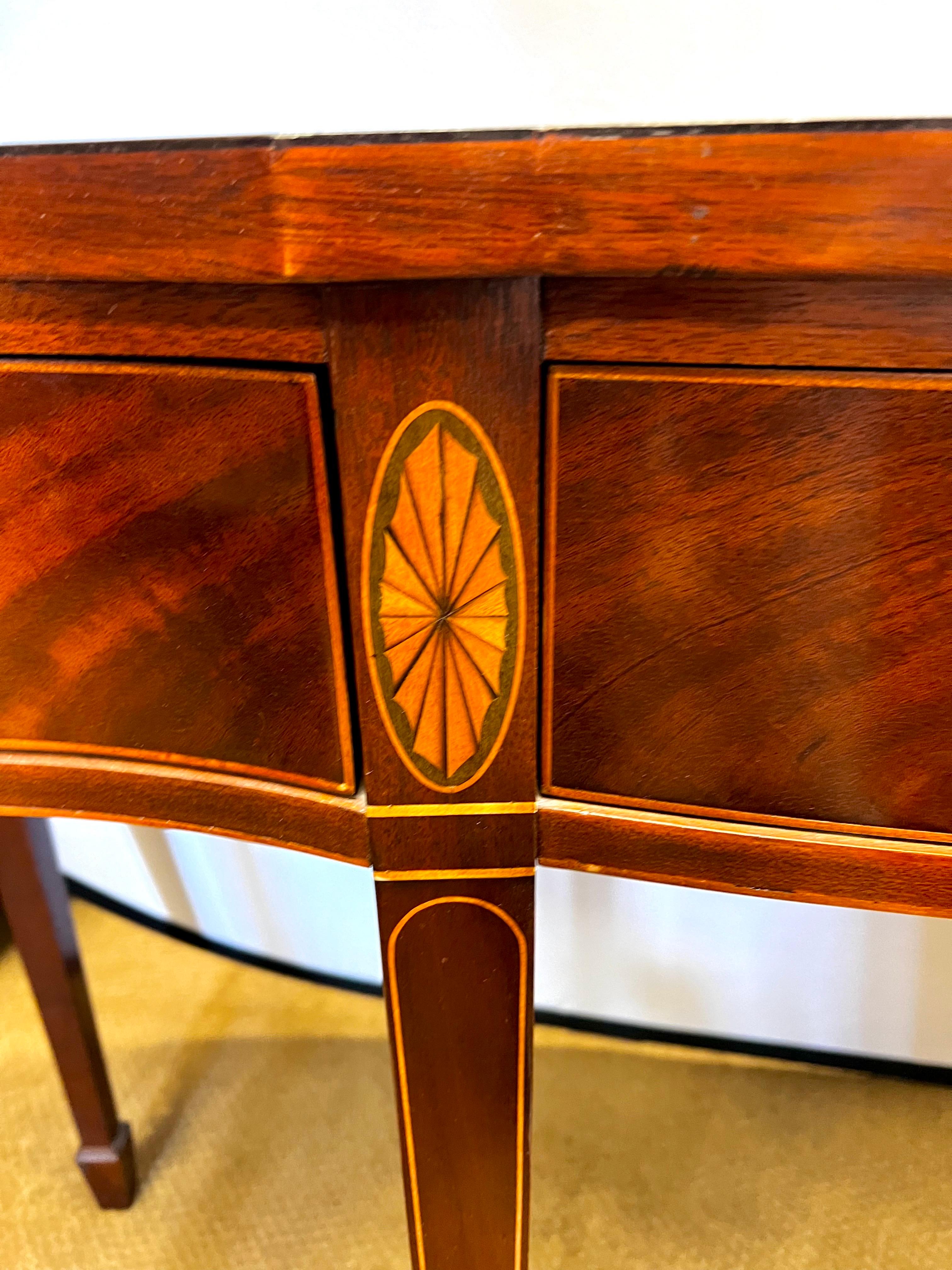 20th Century Baker Furniture Signed Inlaid Mahogany Console Table Buffet Historic Charleston
