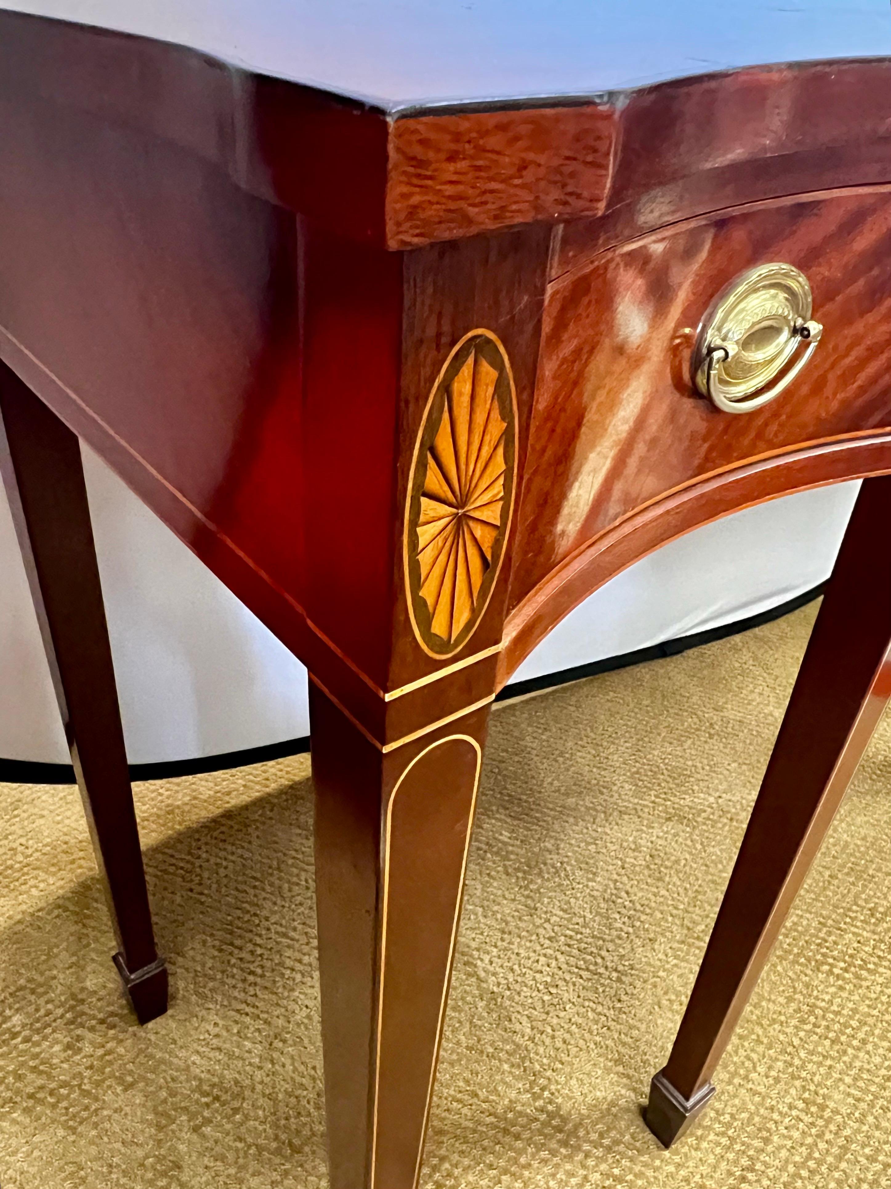 Baker Furniture Signed Inlaid Mahogany Console Table Buffet Historic Charleston 1