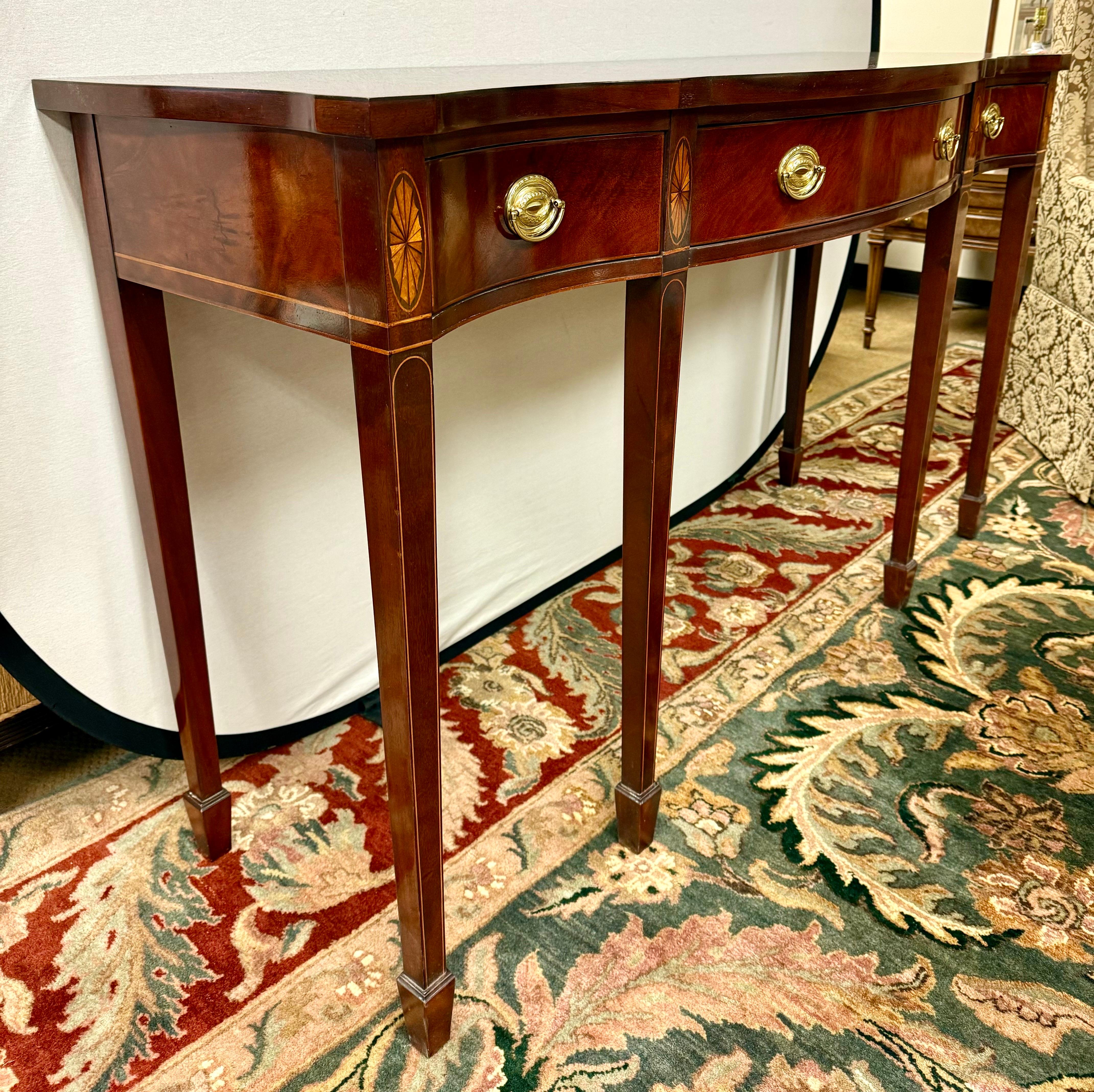 Baker Furniture Signed Inlaid Mahogany Console Table Buffet Historic Charleston 2