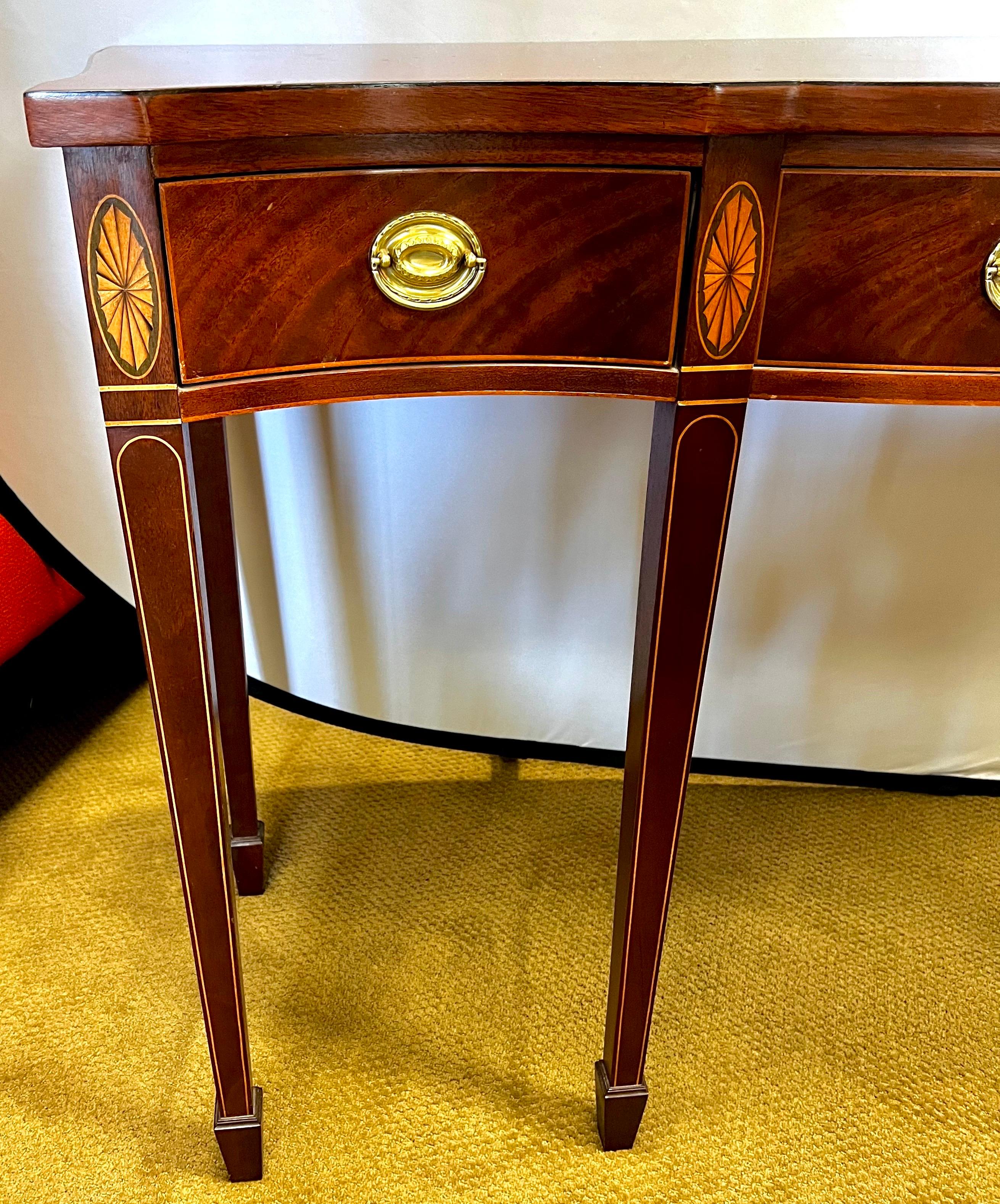 Baker Furniture Signed Inlaid Mahogany Console Table Buffet Historic Charleston 3