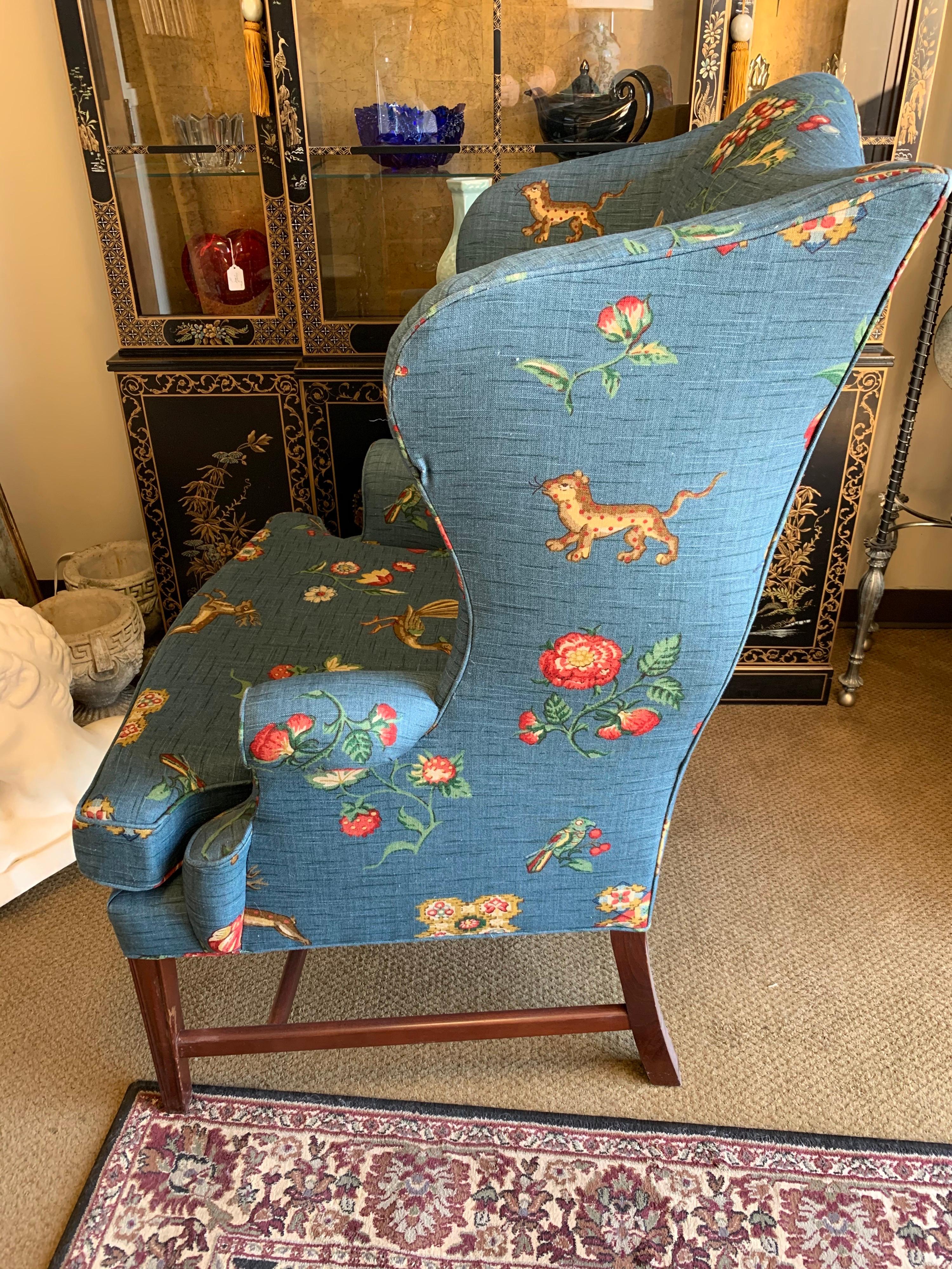 Baker Furniture Signed Whimsical Wing Back Arm Chair Wingback In Good Condition In West Hartford, CT