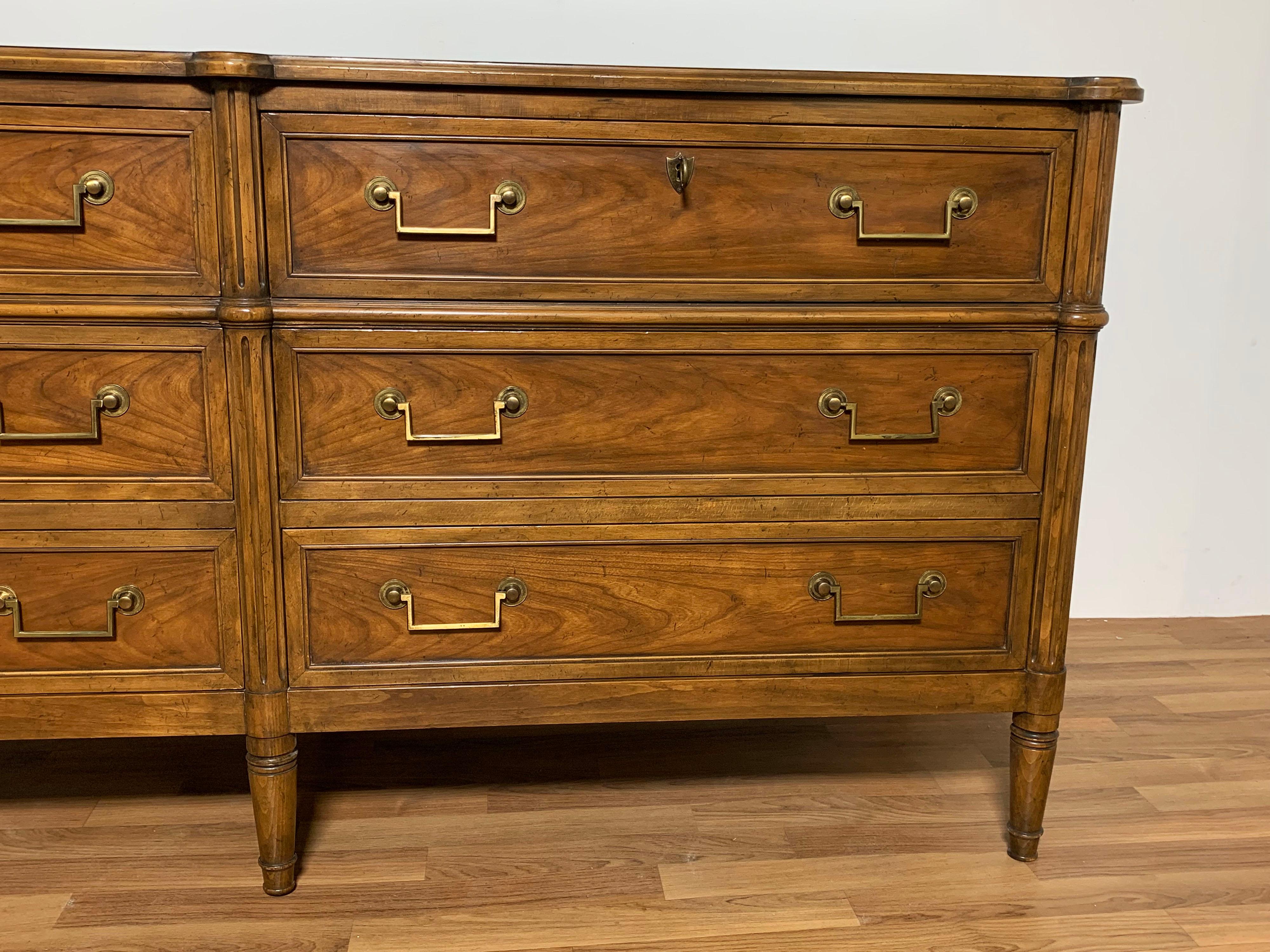 American Baker Furniture Six Drawer Dresser in the English Regency Style, Circa 1950s