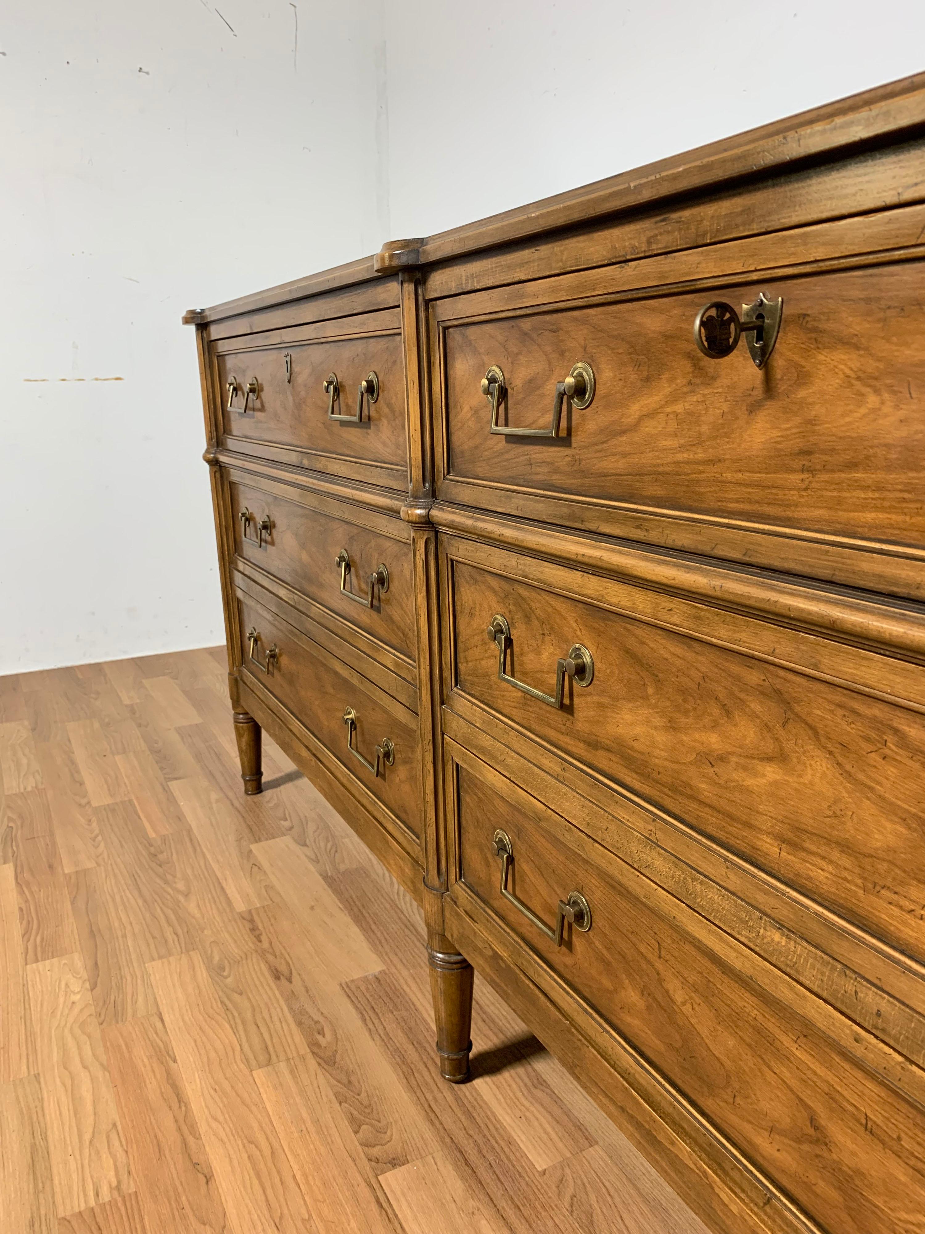 Mahogany Baker Furniture Six Drawer Dresser in the English Regency Style, Circa 1950s