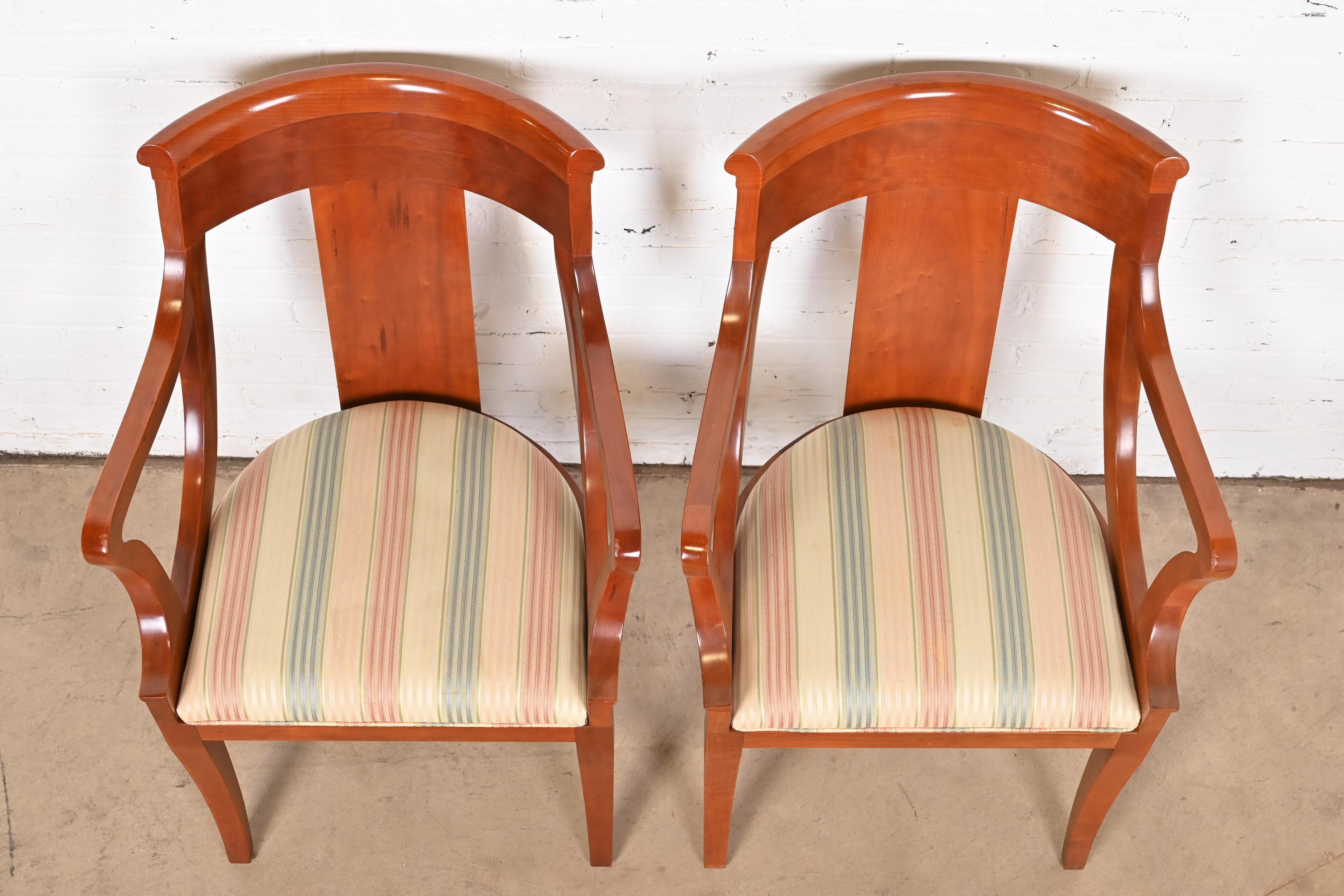 Baker Furniture Solid Cherry Wood Regency Arm Chairs, Pair For Sale 3