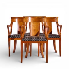 Baker Furniture Solid Cherry Wood Regency Dining Chairs - Set of 4
