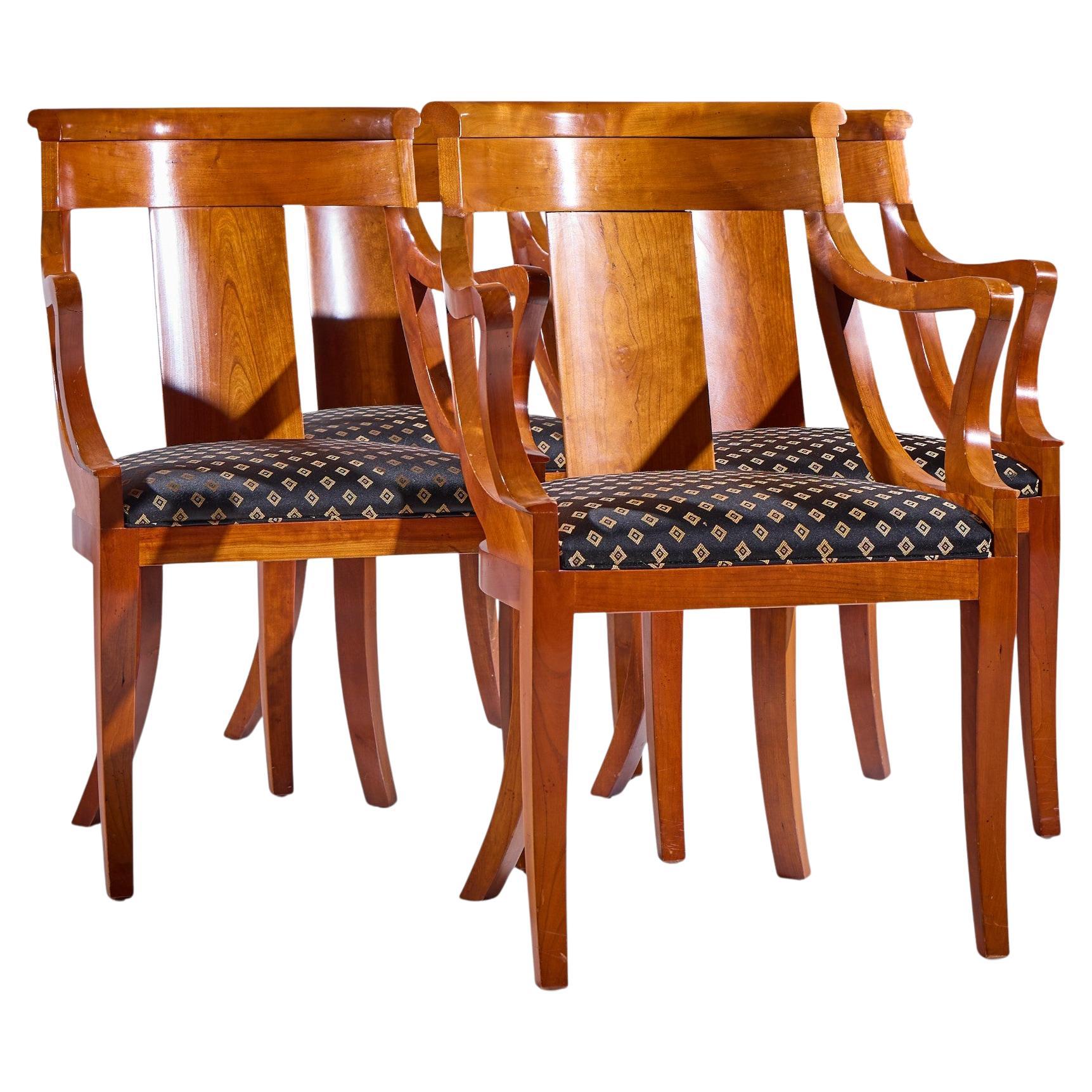Baker Furniture Solid Cherry Wood Regency Dining Chairs - Set of 4 For Sale